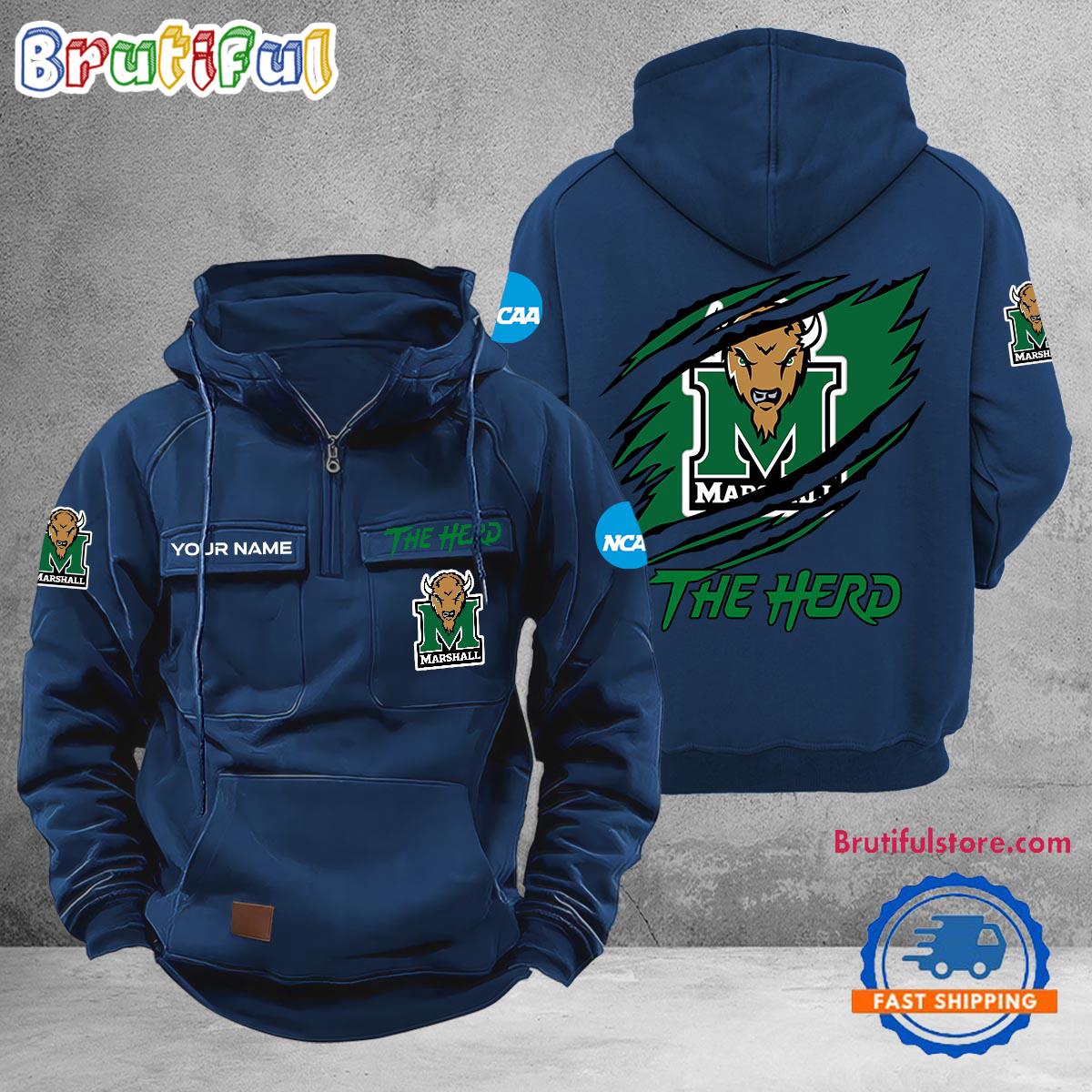 NCAA Marshall Thundering Herd Sport Team Design Logo Name Cargo Hoodie