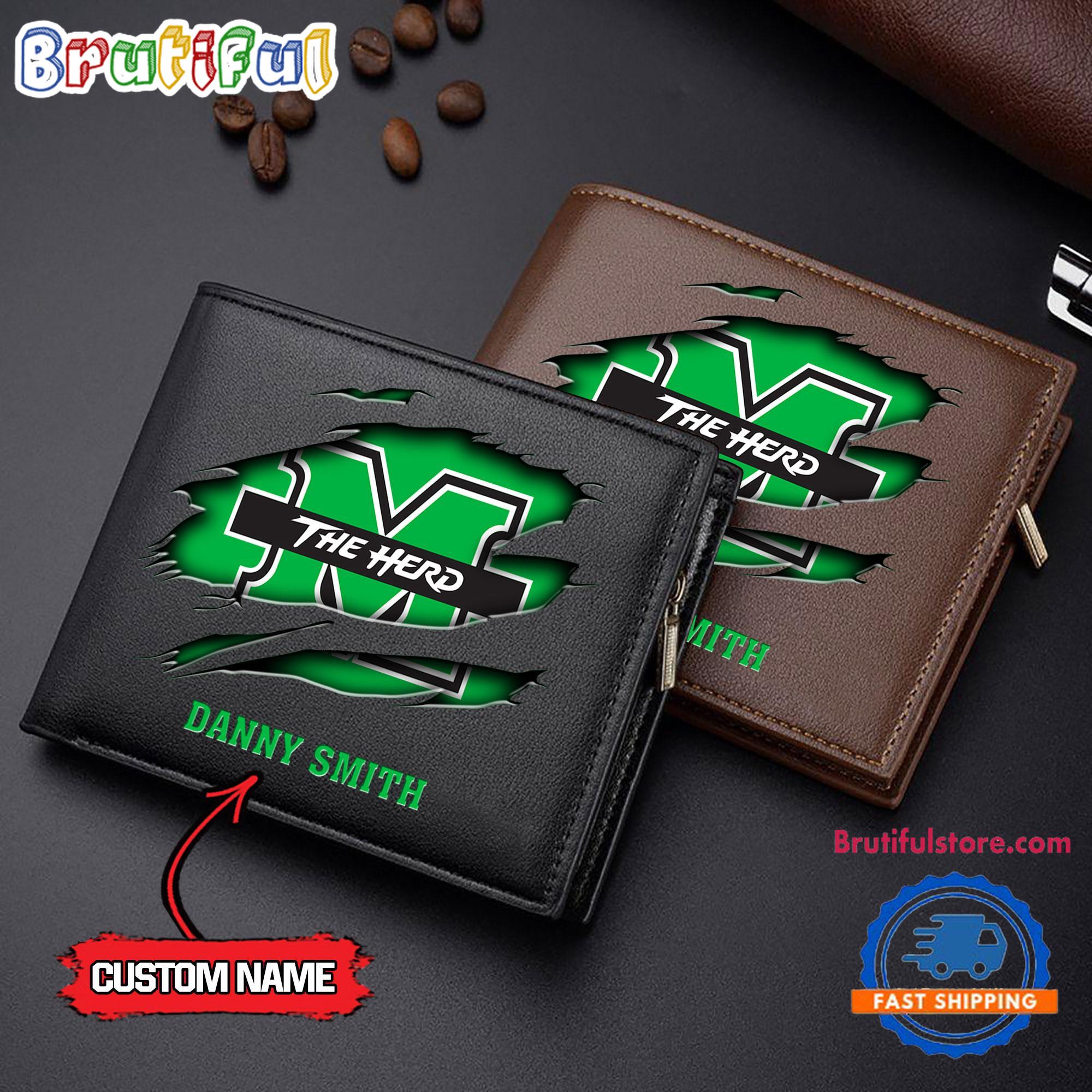 NCAA Marshall Thundering Herd Sporty Custom Men's Leather Wallet