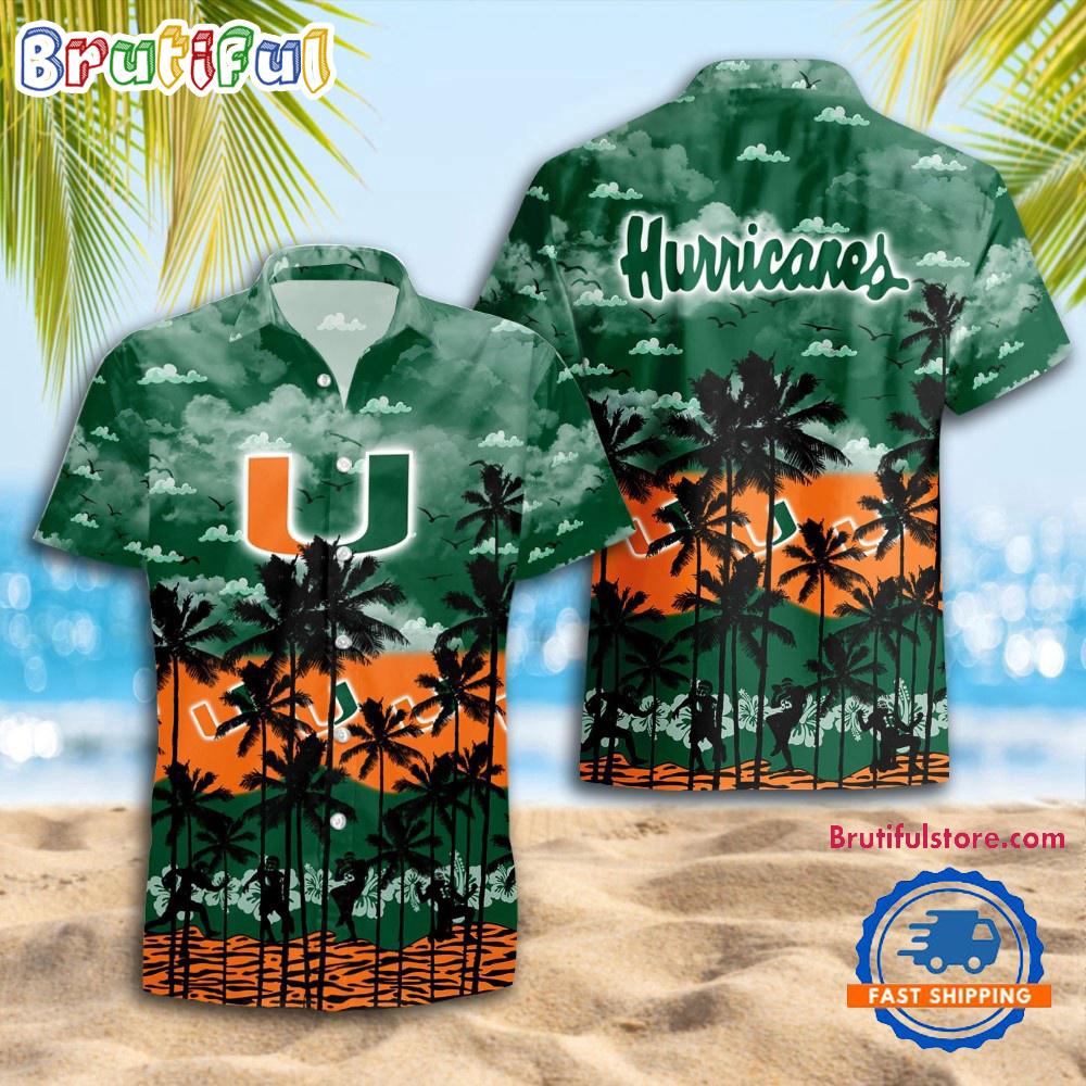 NCAA Miami Hurricanes Palm Tree Hawaiian Shirt