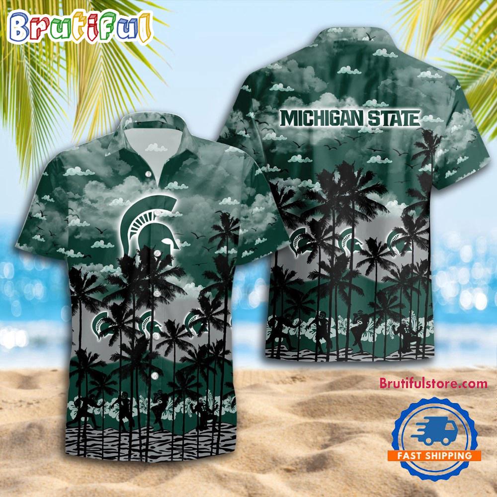 NCAA Michigan State Spartans Palm Tree Hawaiian Shirt