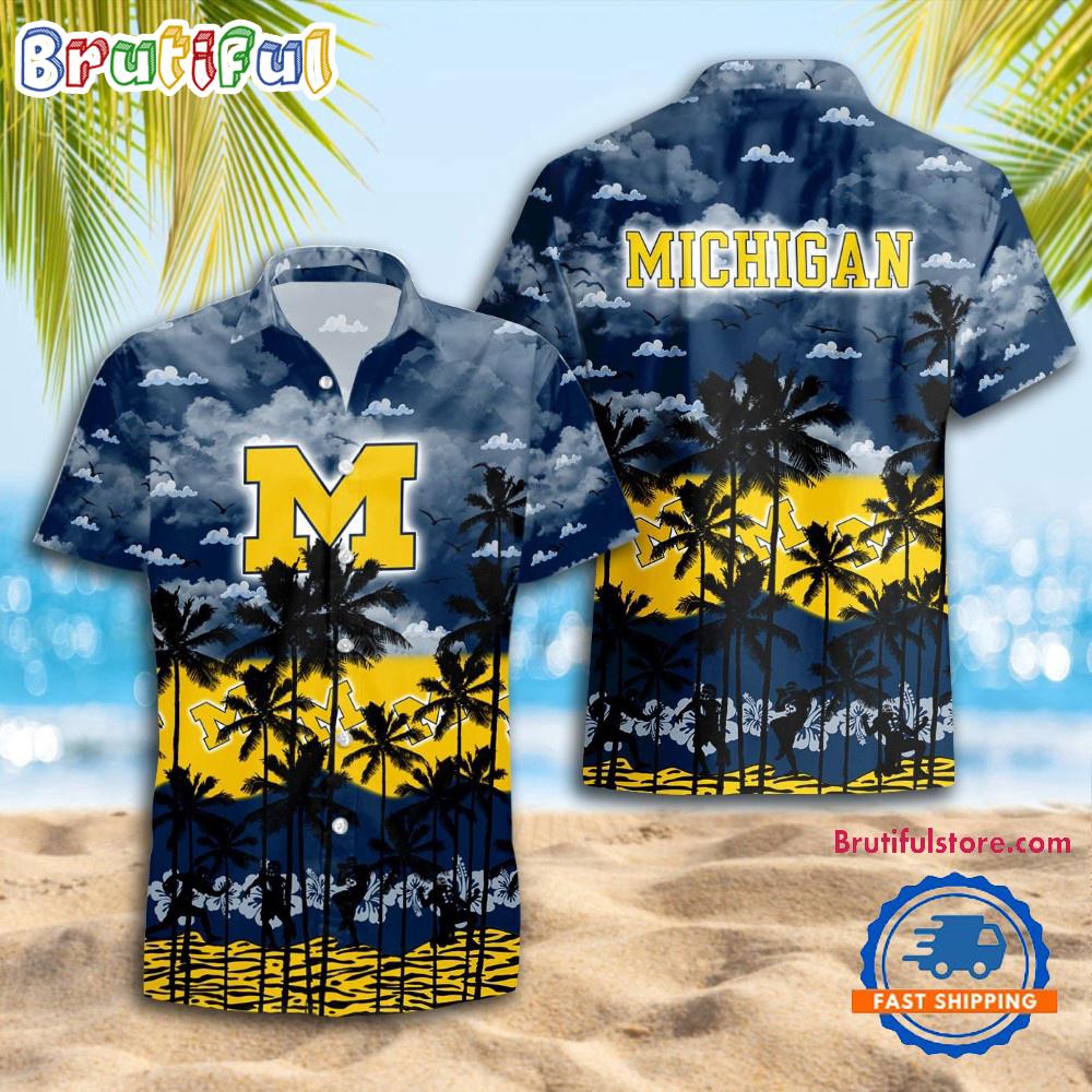 NCAA Michigan Wolverines Palm Tree Hawaiian Shirt