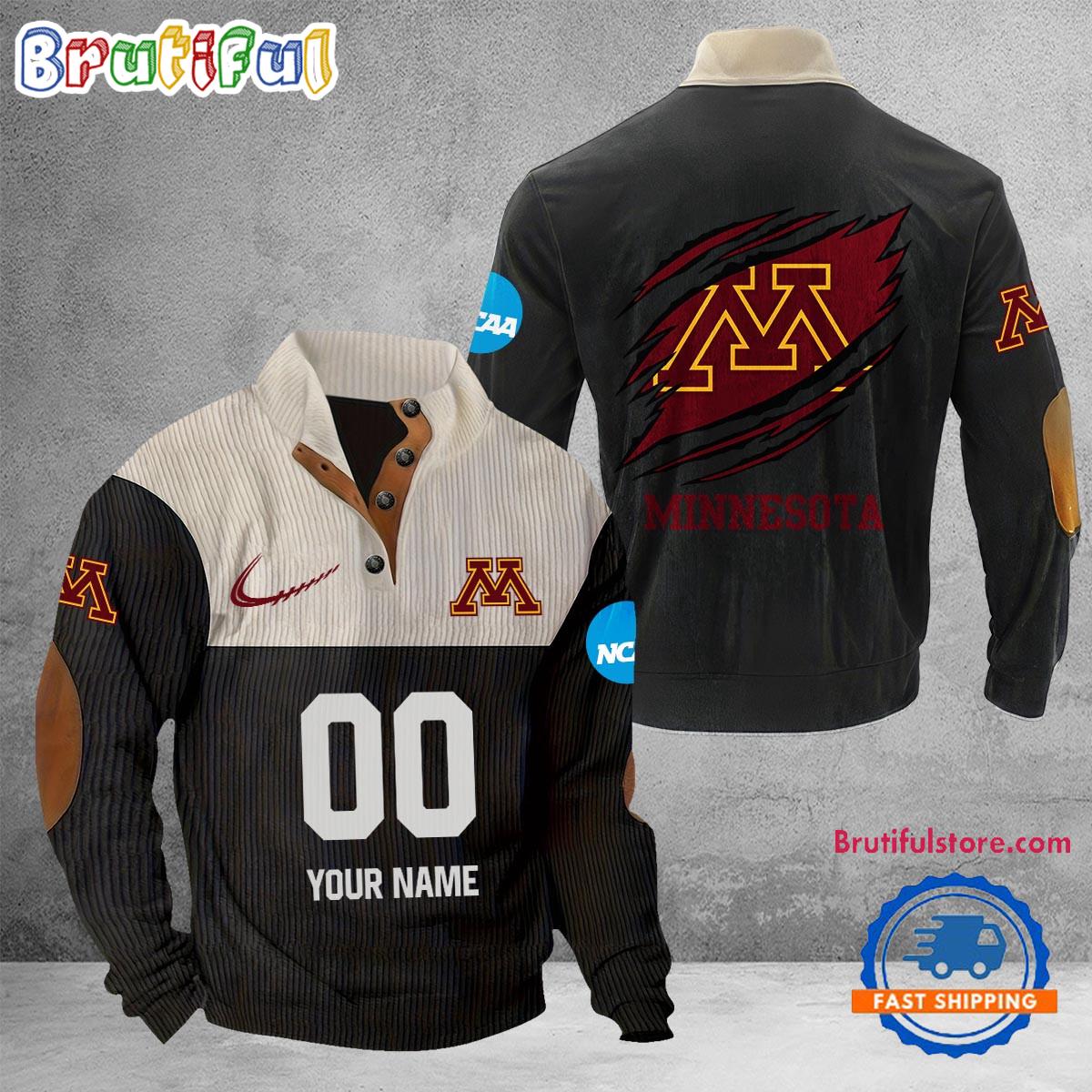 NCAA Minnesota Golden Gophers Sport Team Custom Name And Number Buttoned Collar Sweatshirt