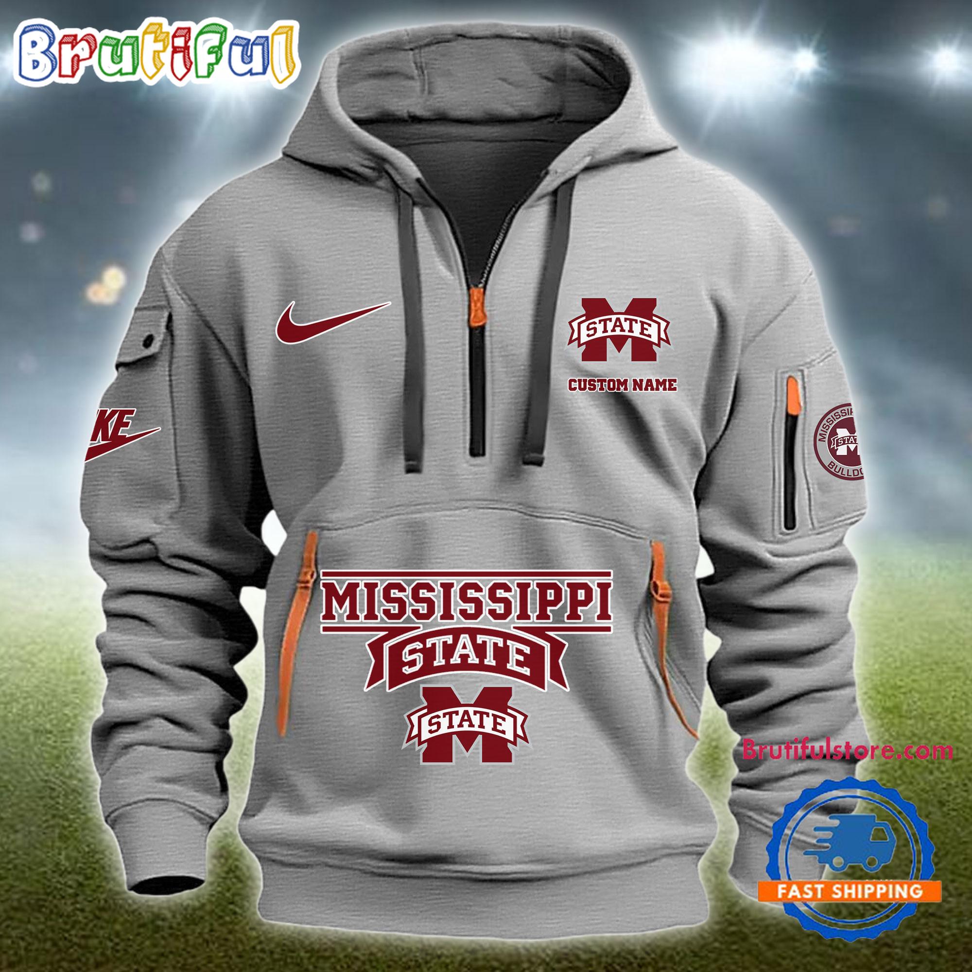 NCAA Mississippi State Bulldogs Heavy Hoodie, Sporty Quarter Zip Hoodie