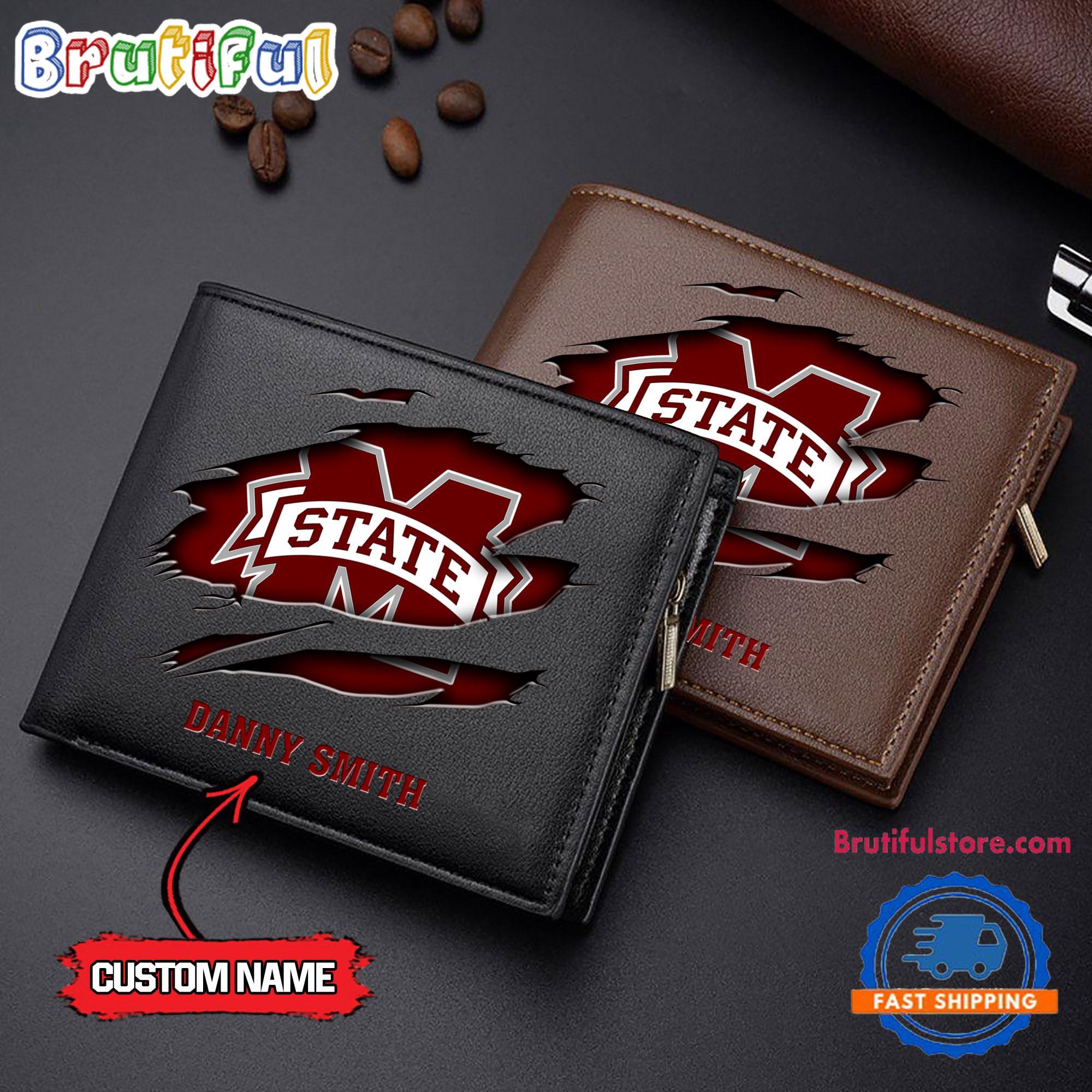 NCAA Mississippi State Bulldogs Sporty Custom Men's Leather Wallet