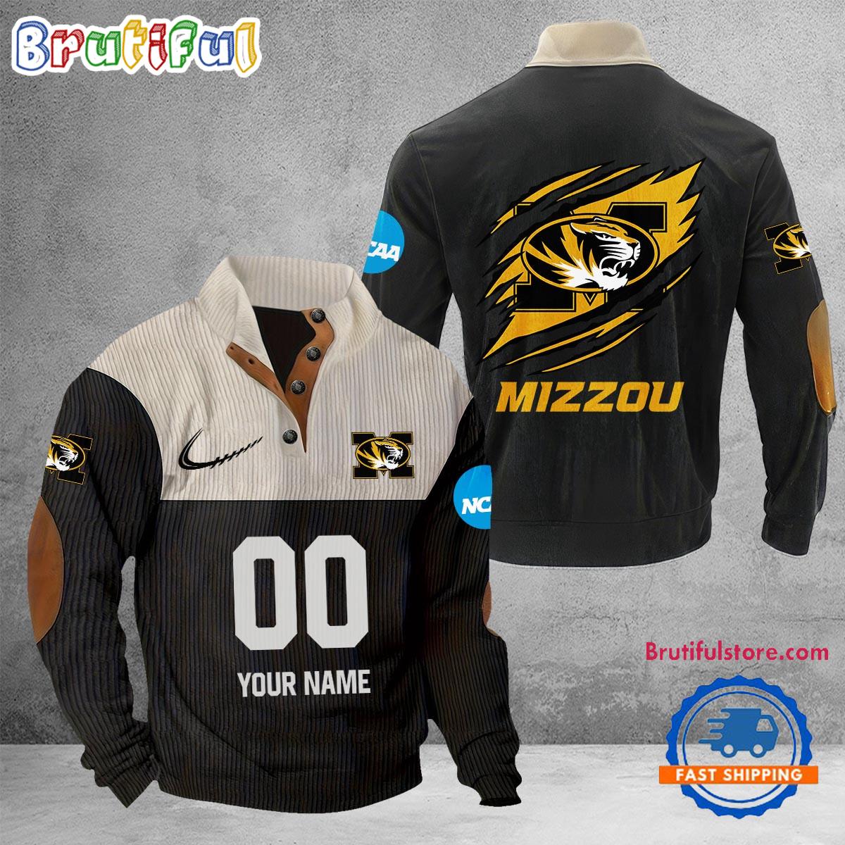 NCAA Missouri Tigers Sport Team Custom Name And Number Buttoned Collar Sweatshirt
