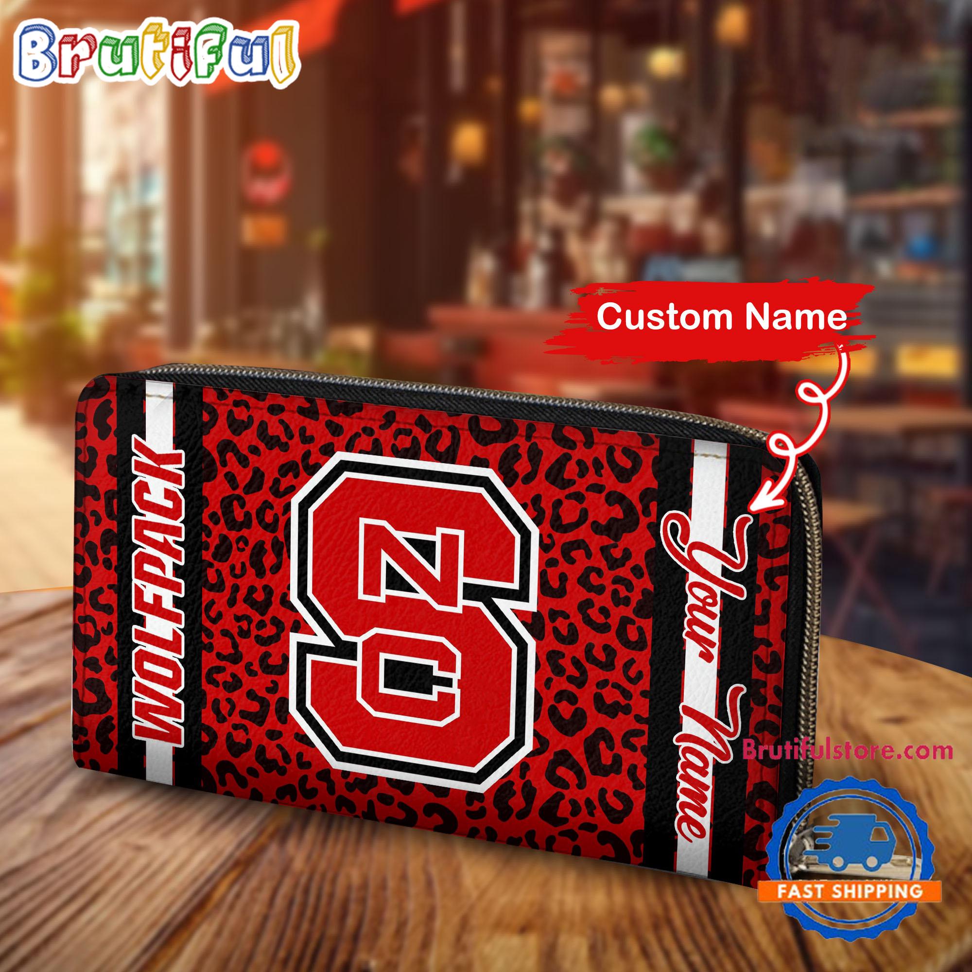 NCAA NC State Wolfpack Leopard Women's Zip Around Wallet, Sporty Women's Wallet