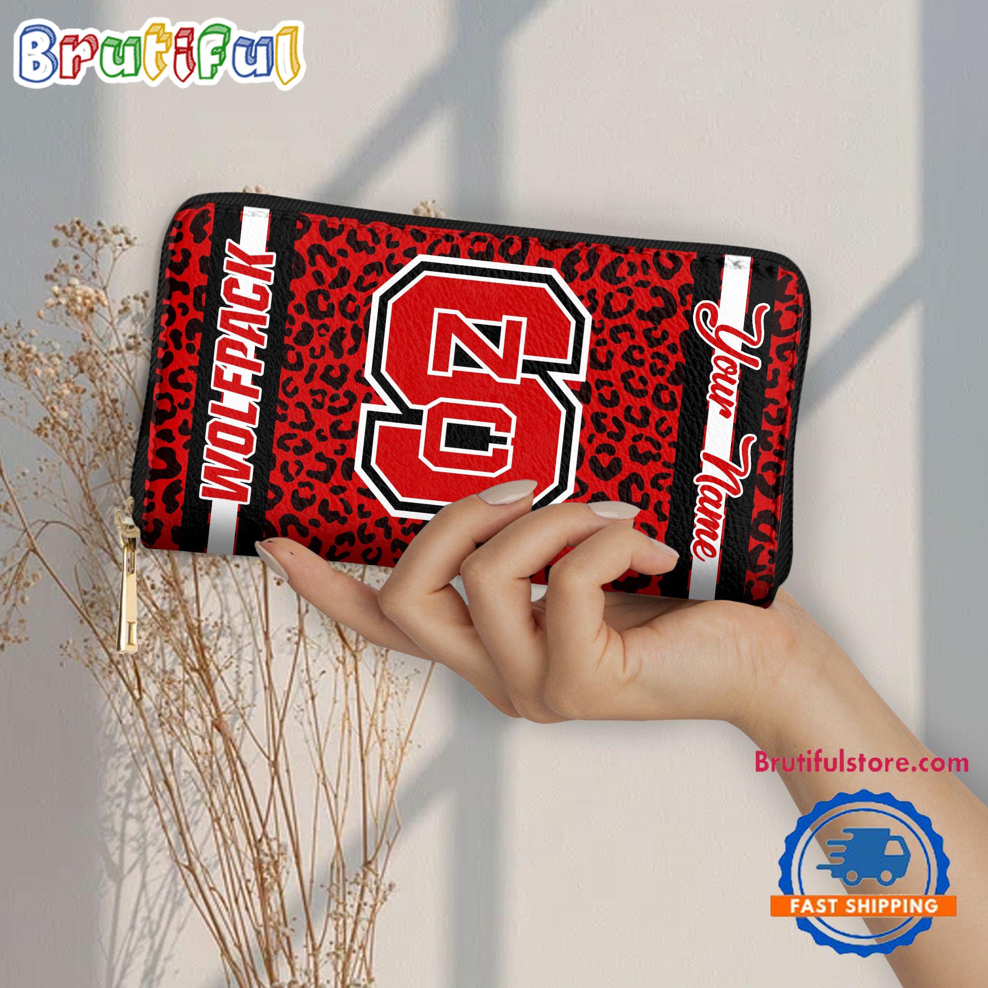 NCAA NC State Wolfpack Leopard Women's Zip Around Wallet, Sporty Women's Wallet