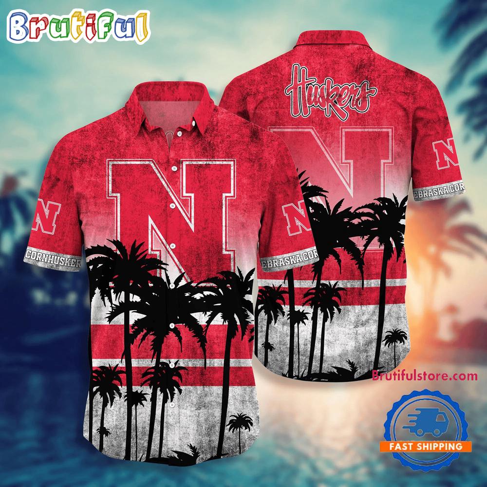 NCAA Nebraska Cornhuskers Palm Tree Tropical Summer Beach Hawaiian Shirt