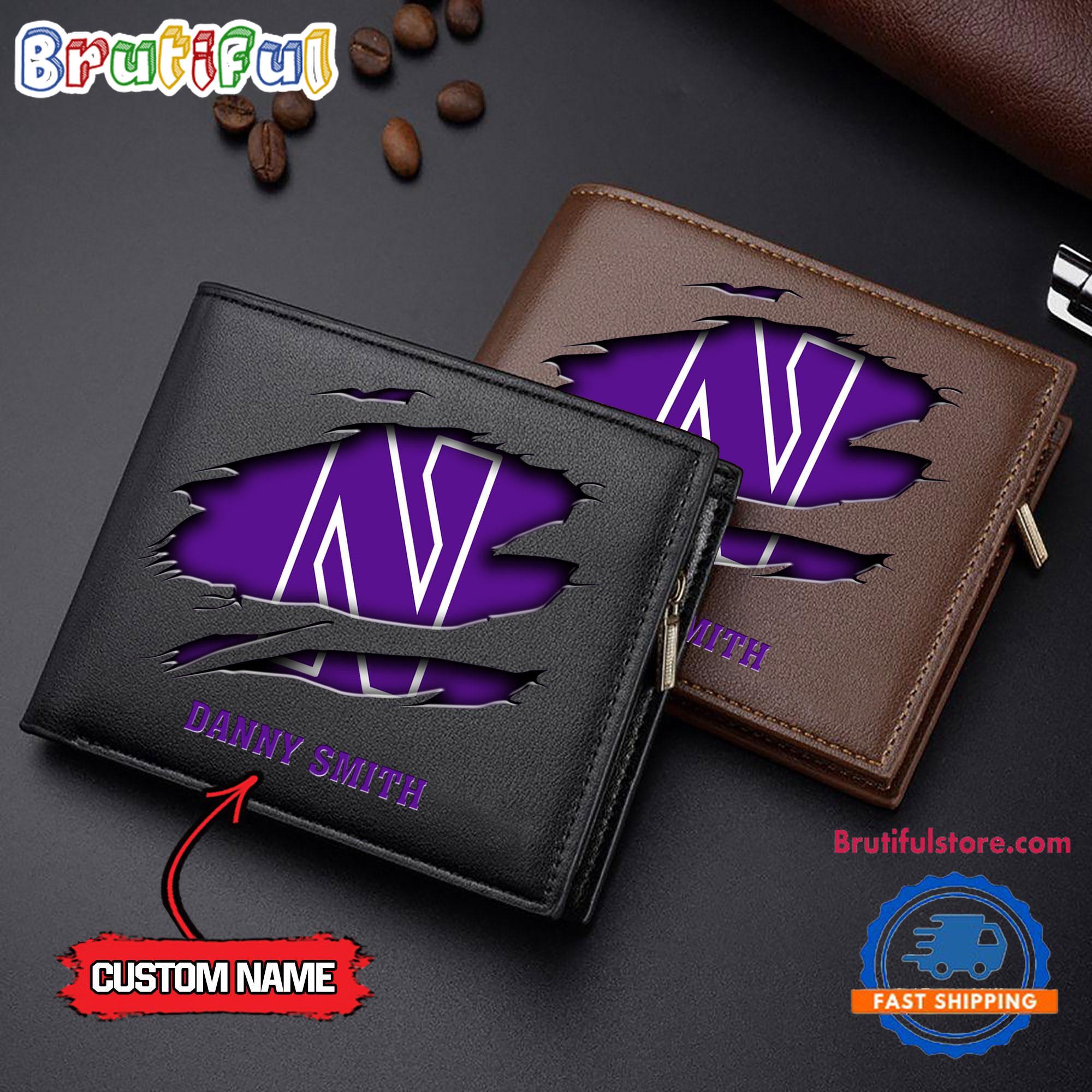NCAA Northwestern Wildcats Sporty Custom Men's Leather Wallet