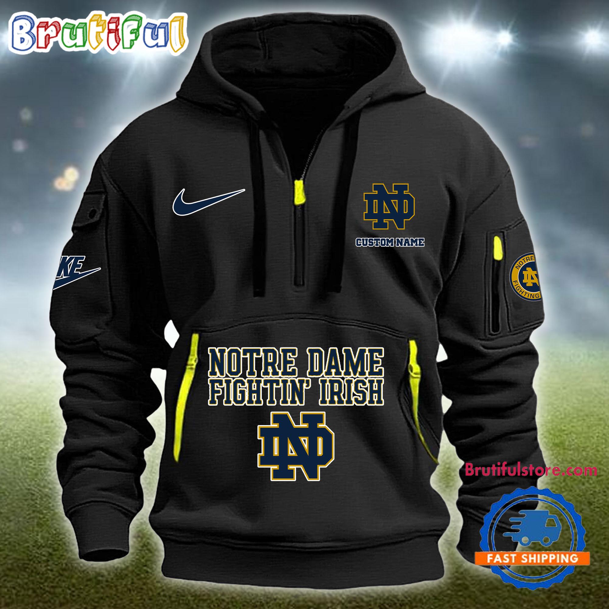 NCAA Notre Dame Fighting Irish Heavy Hoodie, Sporty Quarter Zip Hoodie