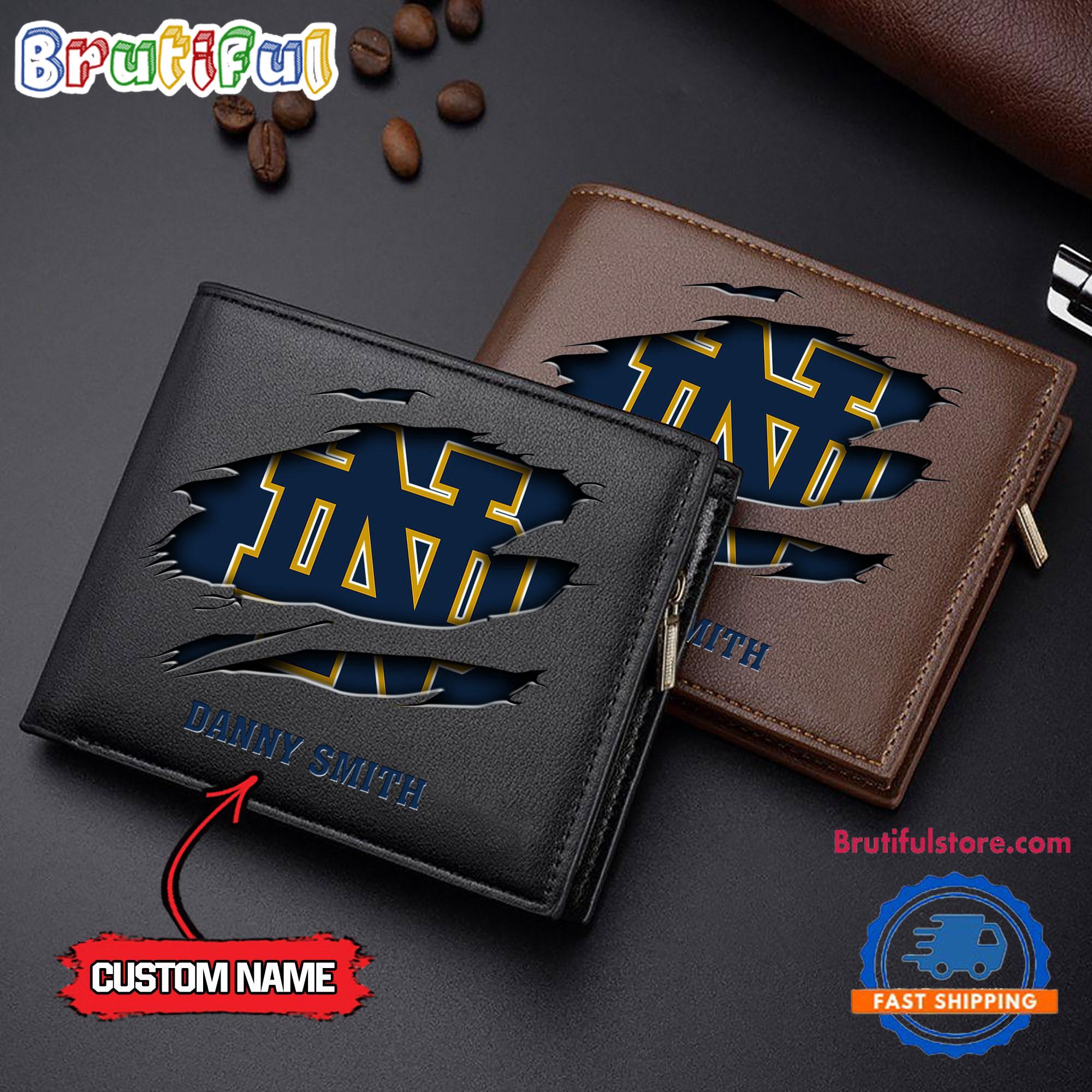 NCAA Notre Dame Fighting Irish Sporty Custom Men's Leather Wallet