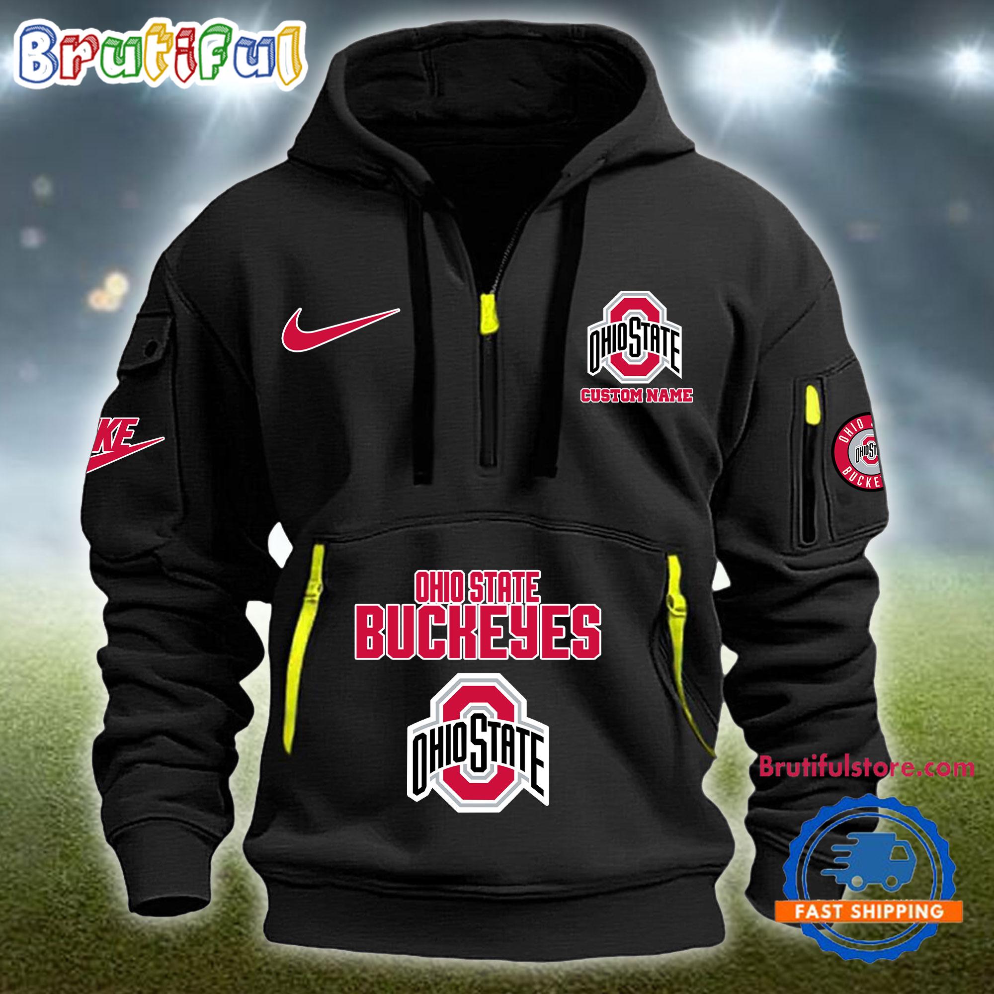 NCAA Ohio State Buckeyes Heavy Hoodie, Sporty Quarter Zip Hoodie
