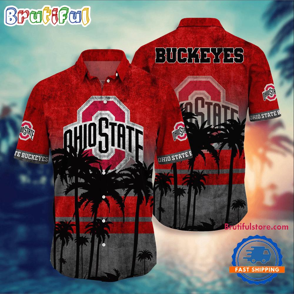 NCAA Ohio State Buckeyes Palm Tree Tropical Summer Beach Hawaiian Shirt