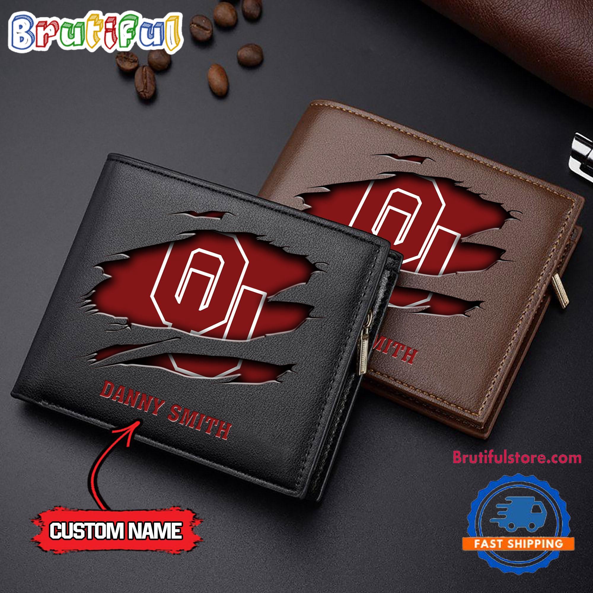 NCAA Oklahoma Sooners Sporty Custom Men's Leather Wallet