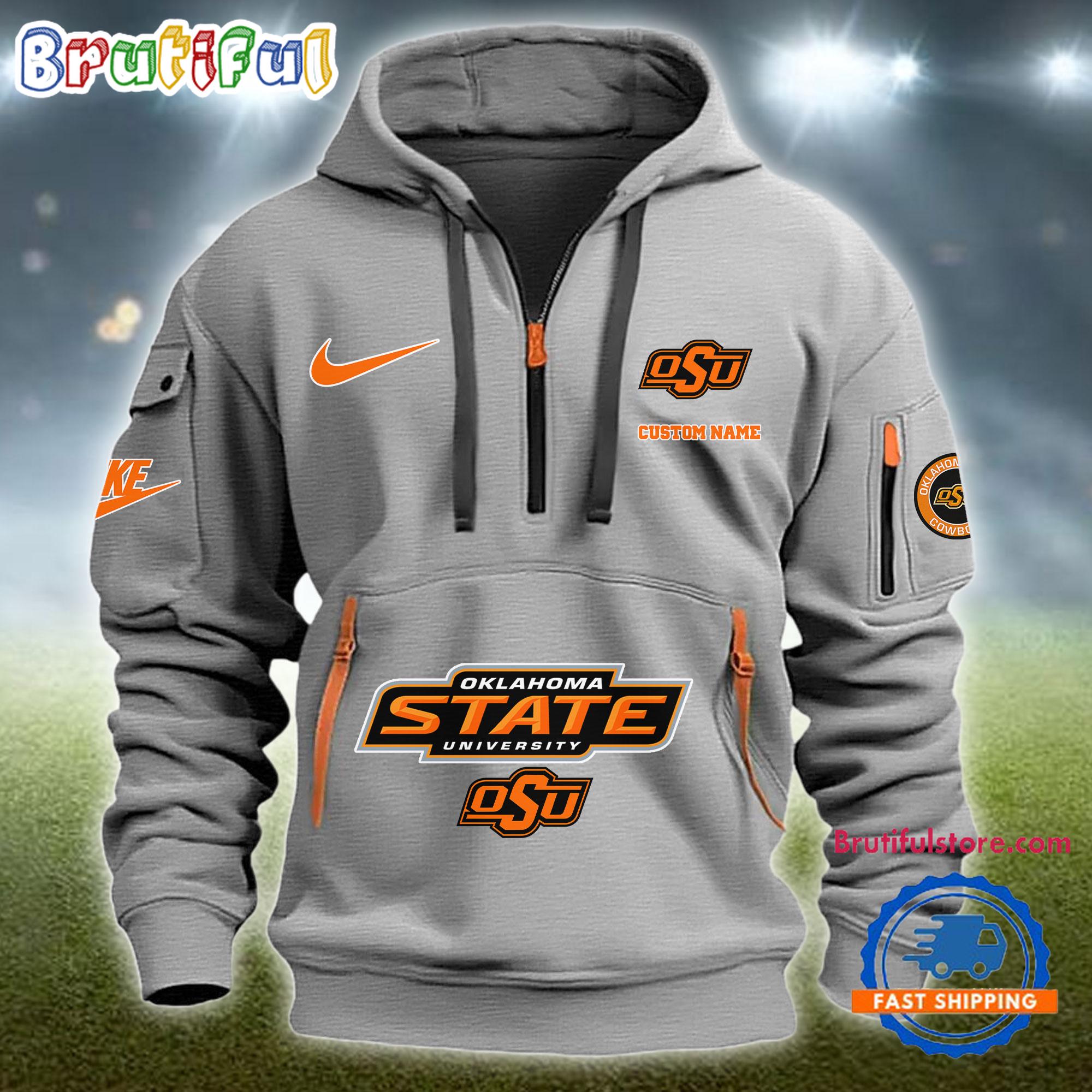 NCAA Oklahoma State Cowboys Heavy Hoodie, Sporty Quarter Zip Hoodie
