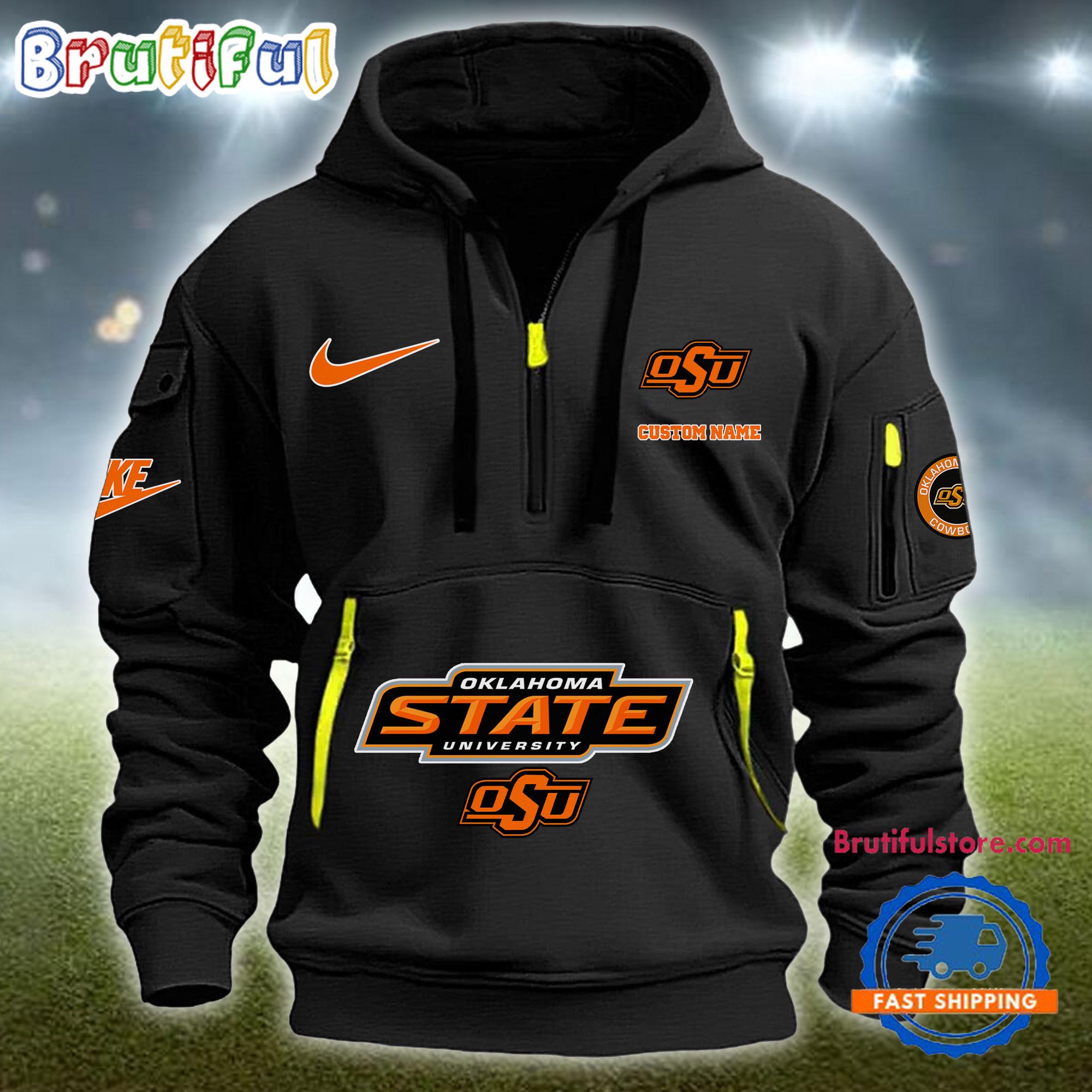 NCAA Oklahoma State Cowboys Heavy Hoodie, Sporty Quarter Zip Hoodie