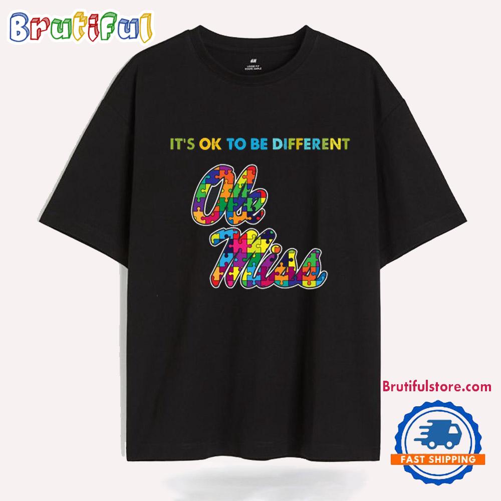 NCAA Ole Miss Rebels Special Autism Awareness It's Ok To Be Different T-Shirt