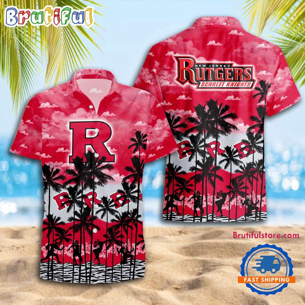 NCAA Rutgers Scarlet Knights Palm Tree Hawaiian Shirt