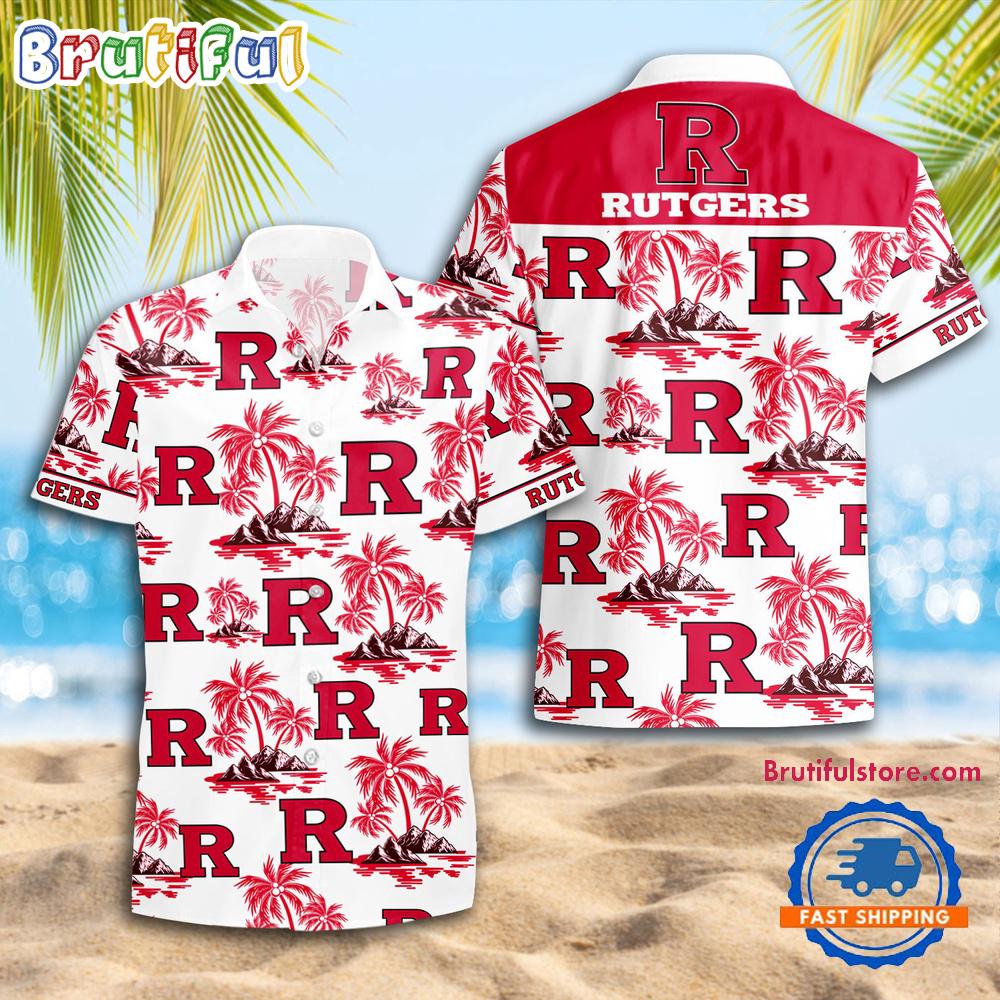 NCAA Rutgers Scarlet Knights Sporty Aloha Summer Hawaiian Shirt