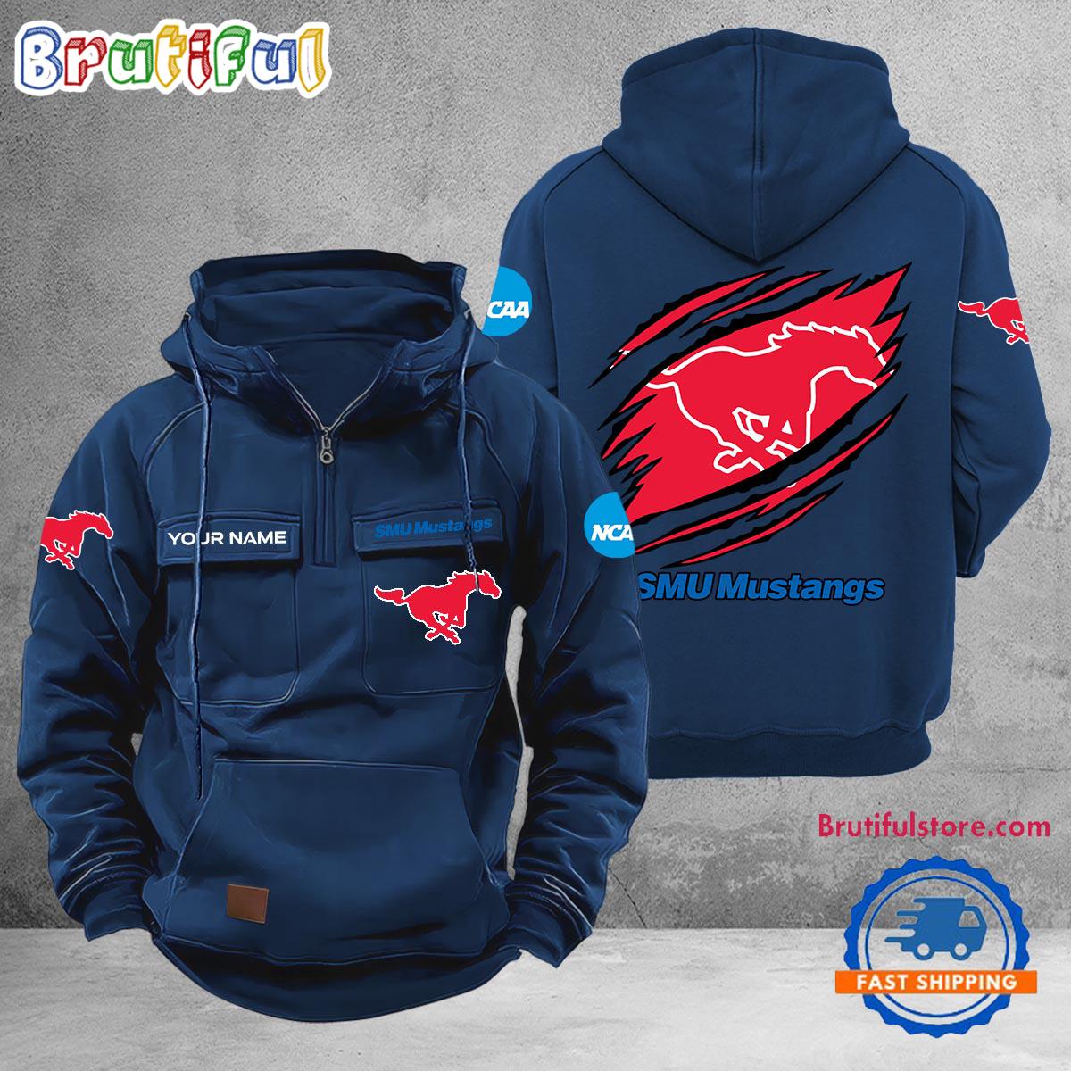 NCAA SMU Mustangs Sport Team Design Logo Name Cargo Hoodie