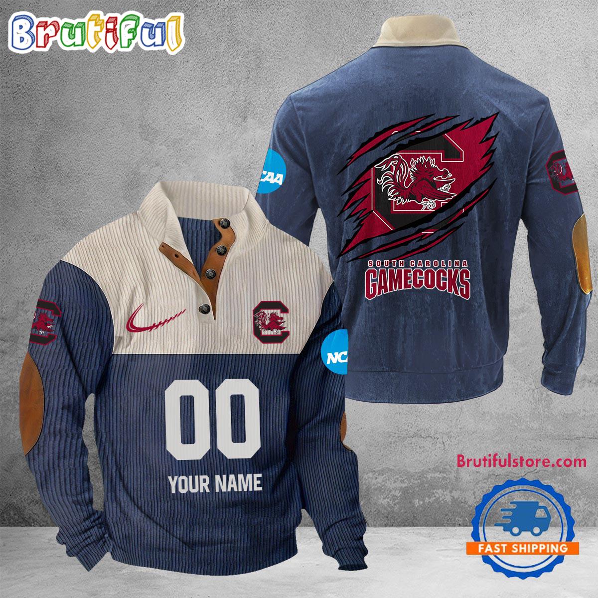 NCAA South Carolina Gamecocks Sport Team Custom Name And Number Buttoned Collar Sweatshirt