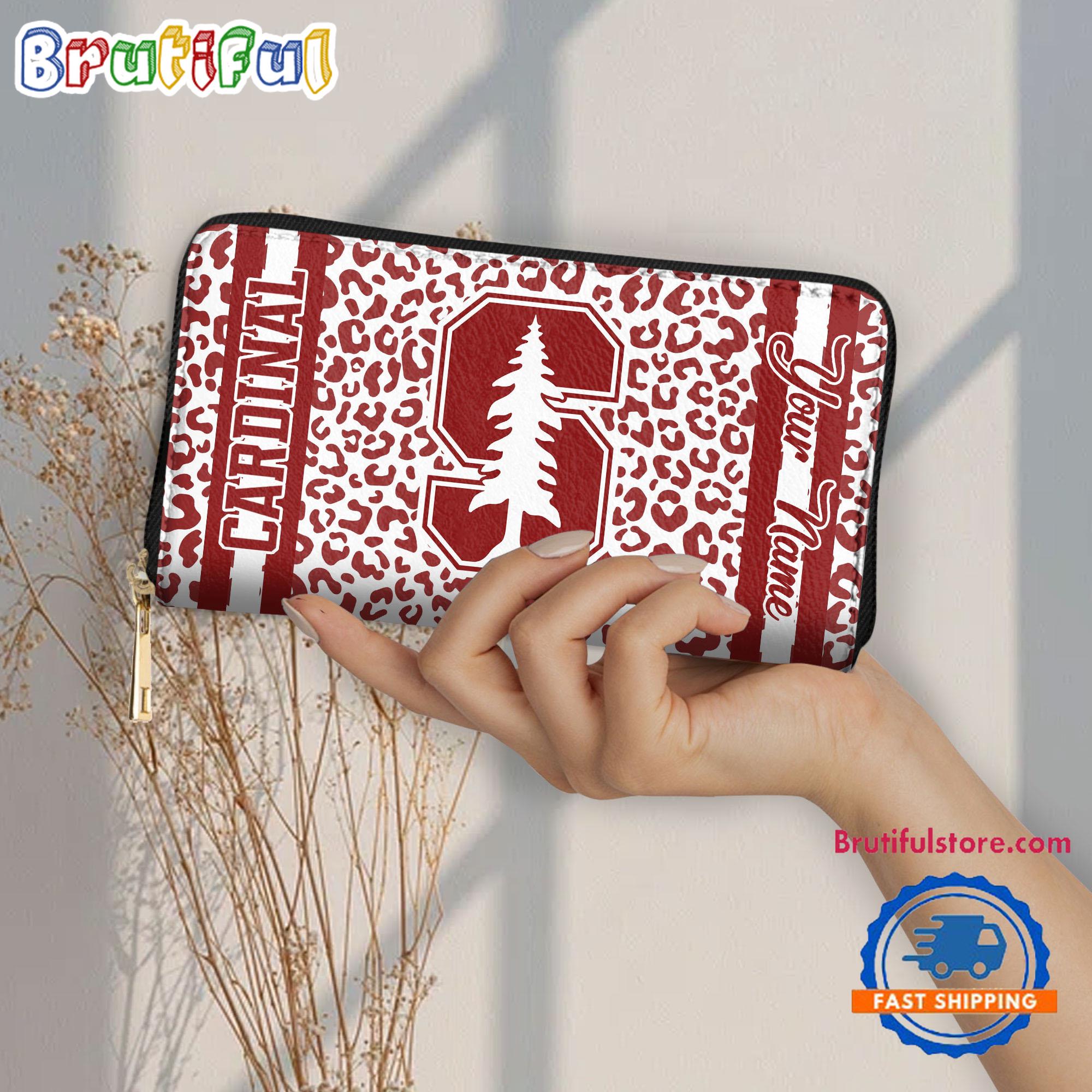 NCAA Stanford Cardinal Leopard Women's Zip Around Wallet, Sporty Women's Wallet