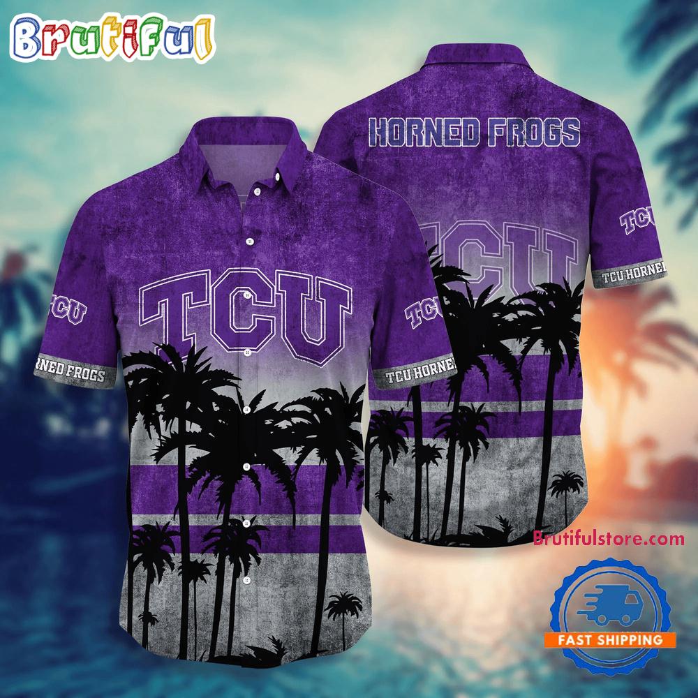 NCAA TCU Horned Frogs Palm Tree Tropical Summer Beach Hawaiian Shirt