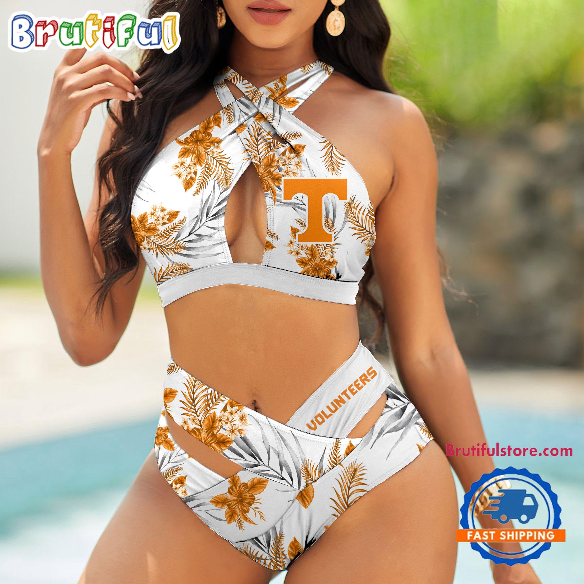 NCAA Tennessee Volunteers Hawaiian Pattern Deisgn Women's Bikini Set, Women's Sporty Summer Bikini Set