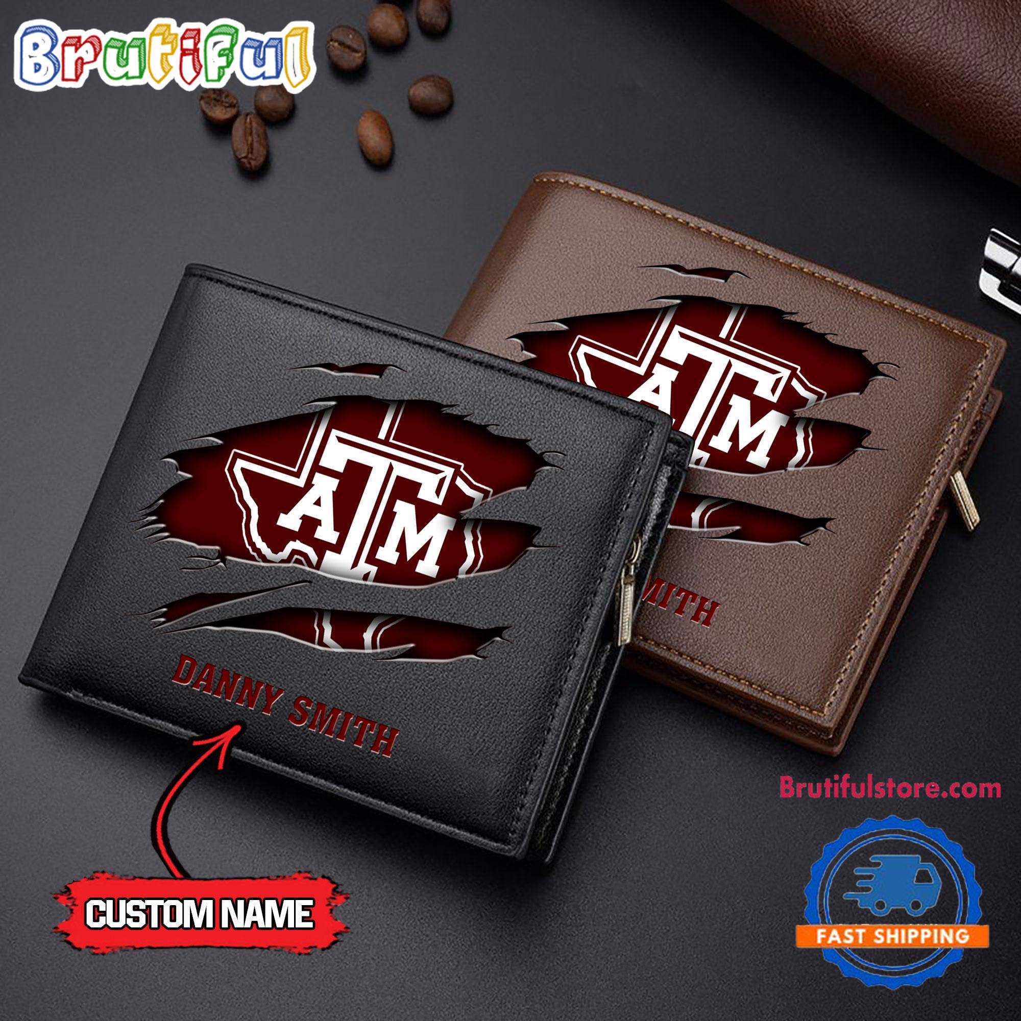 NCAA Texas A&M Aggies Sporty Custom Men's Leather Wallet