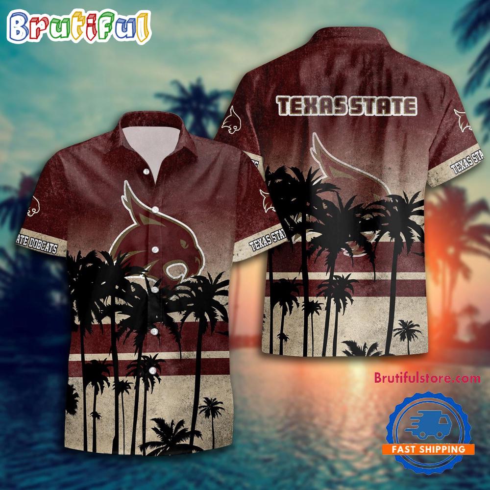 NCAA Texas State Bobcats Palm Tree Tropical Summer Beach Hawaiian Shirt