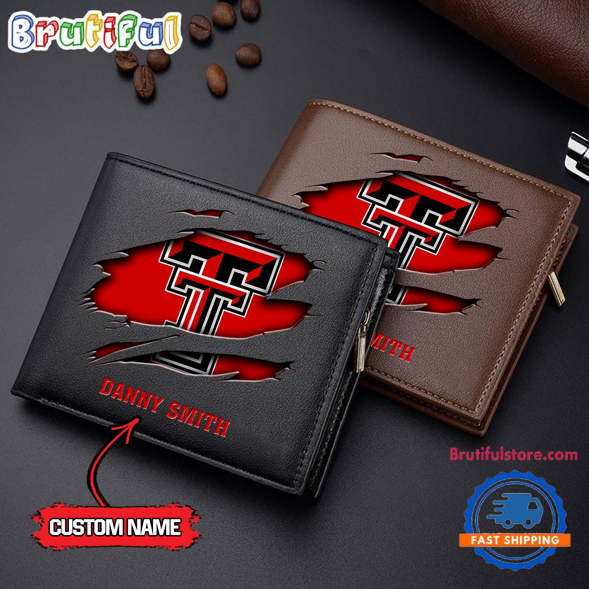 NCAA Texas Tech Red Raiders Sporty Custom Men's Leather Wallet
