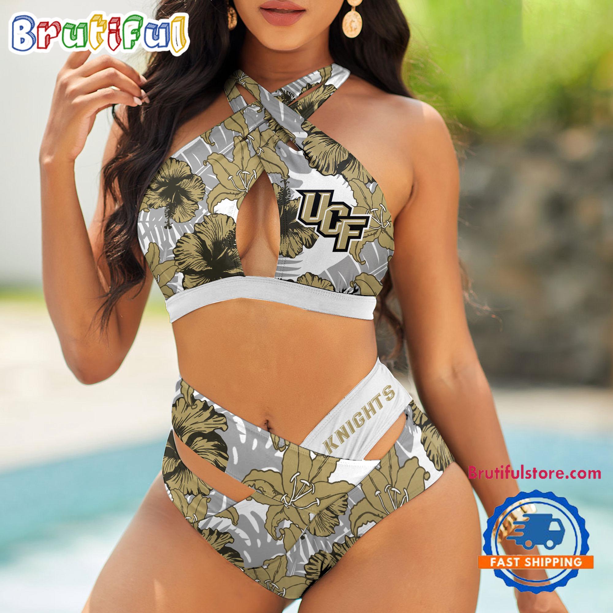 NCAA UCF Knights Hawaiian Pattern Summer Beach Women's Bikini Set