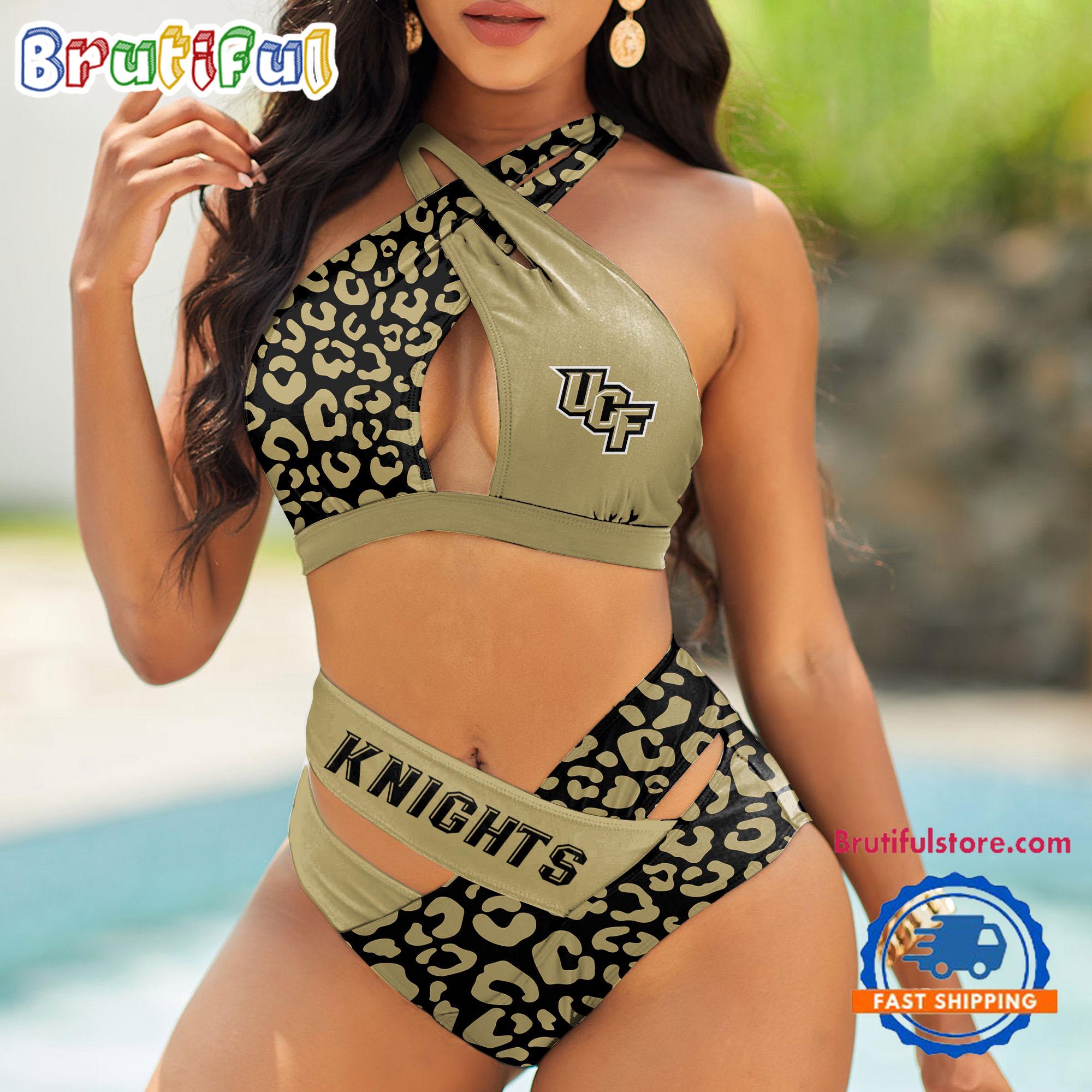 NCAA UCF Knights Leopard Pattern Summer Beach Women's Bikini Set