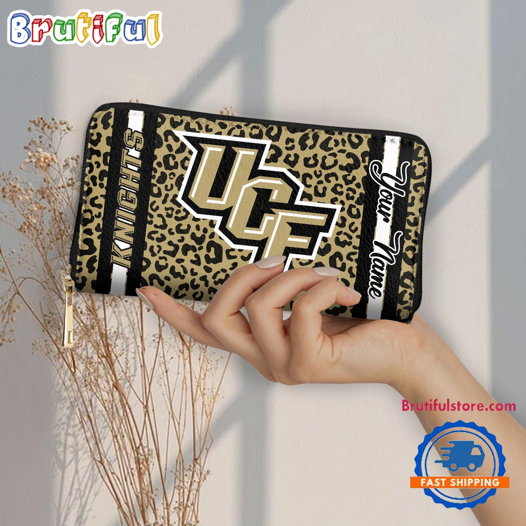 NCAA UCF Knights Leopard Women's Zip Around Wallet, Sporty Women's Wallet