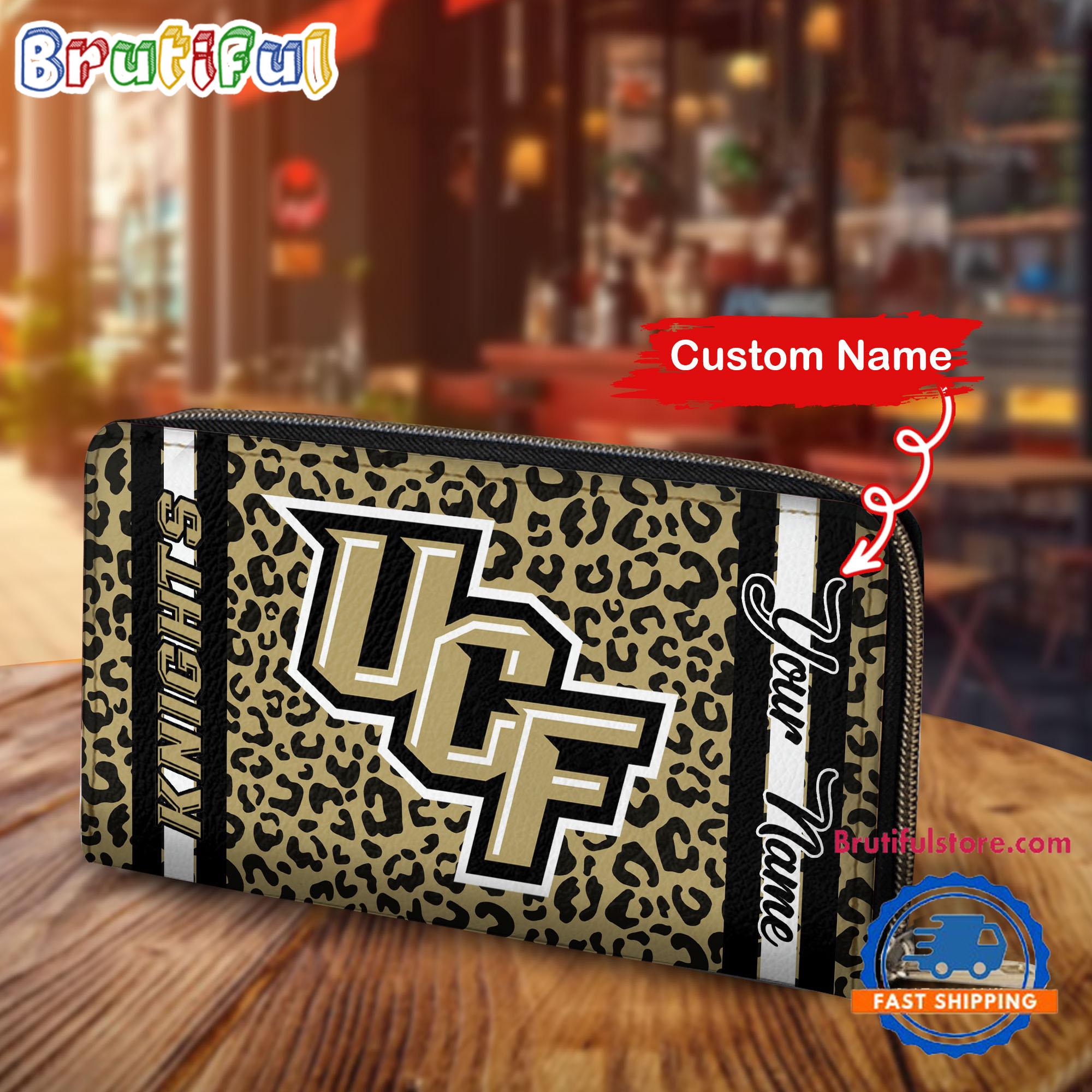 NCAA UCF Knights Leopard Women's Zip Around Wallet, Sporty Women's Wallet