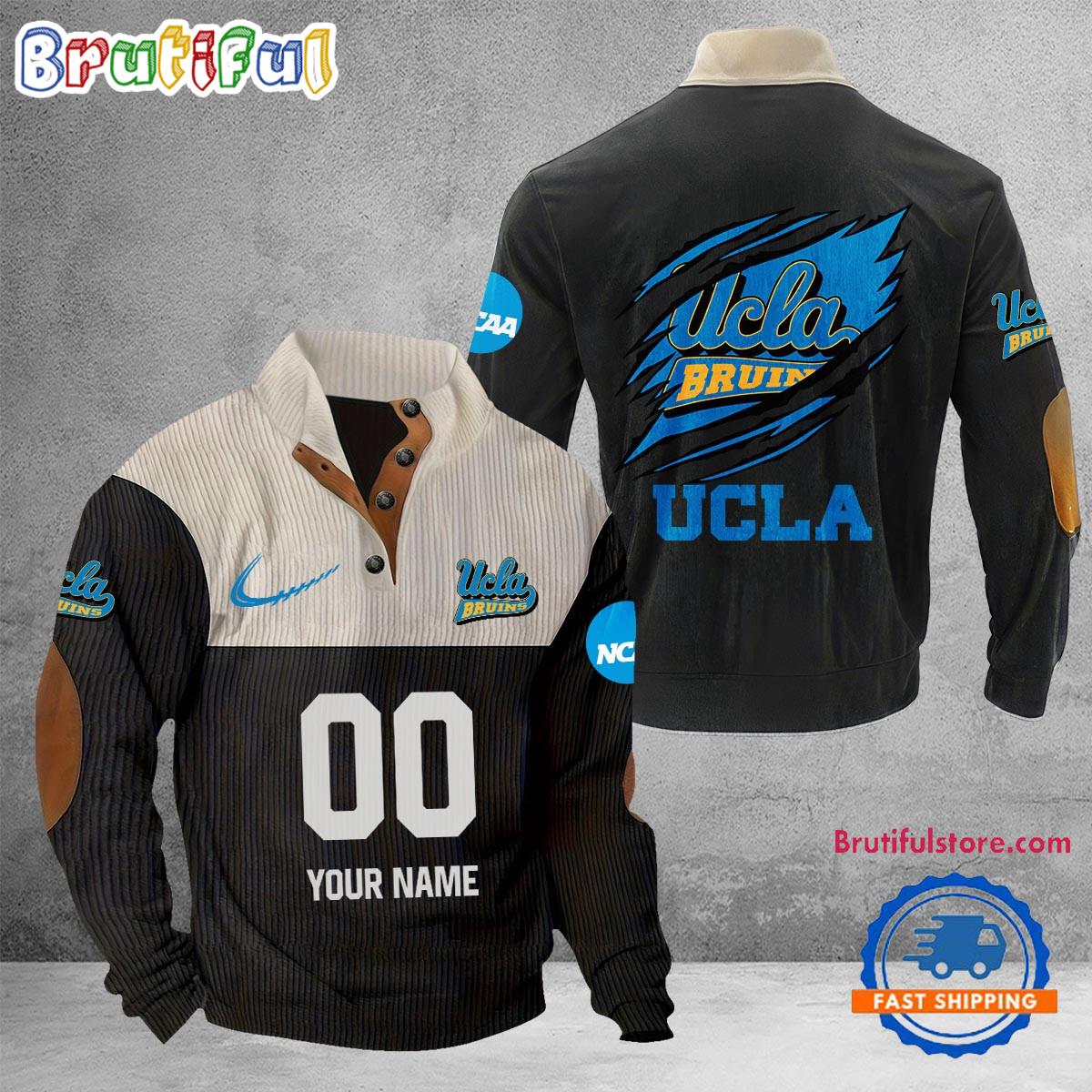 NCAA UCLA Bruins Sport Team Custom Name And Number Buttoned Collar Sweatshirt