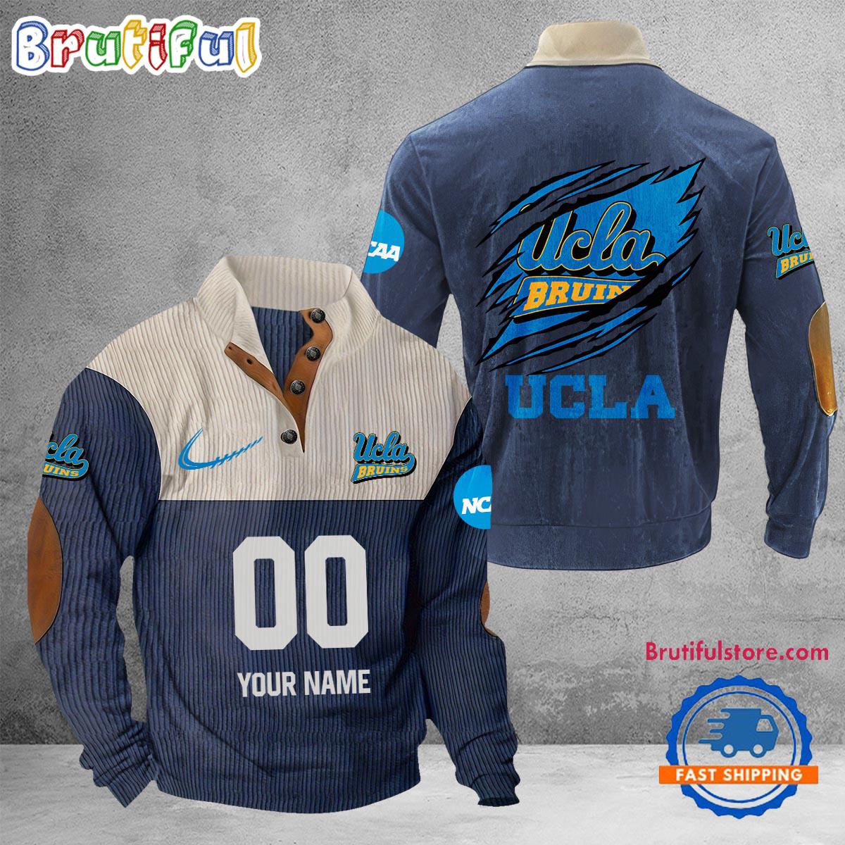 NCAA UCLA Bruins Sport Team Custom Name And Number Buttoned Collar Sweatshirt