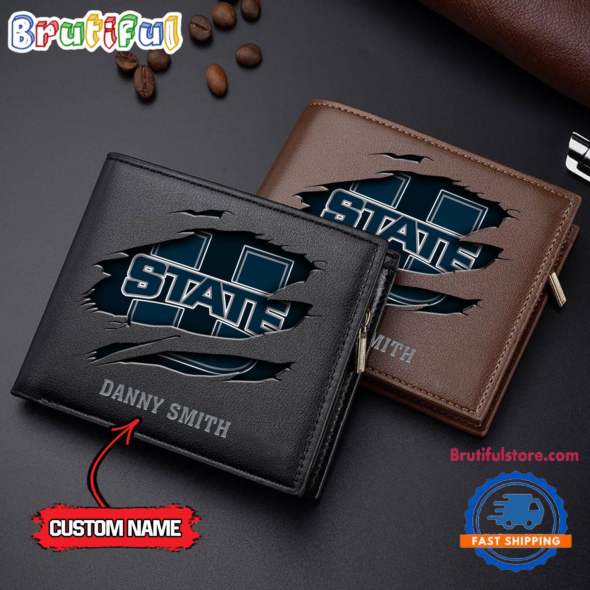 NCAA Utah State Aggies Sporty Custom Men's Leather Wallet