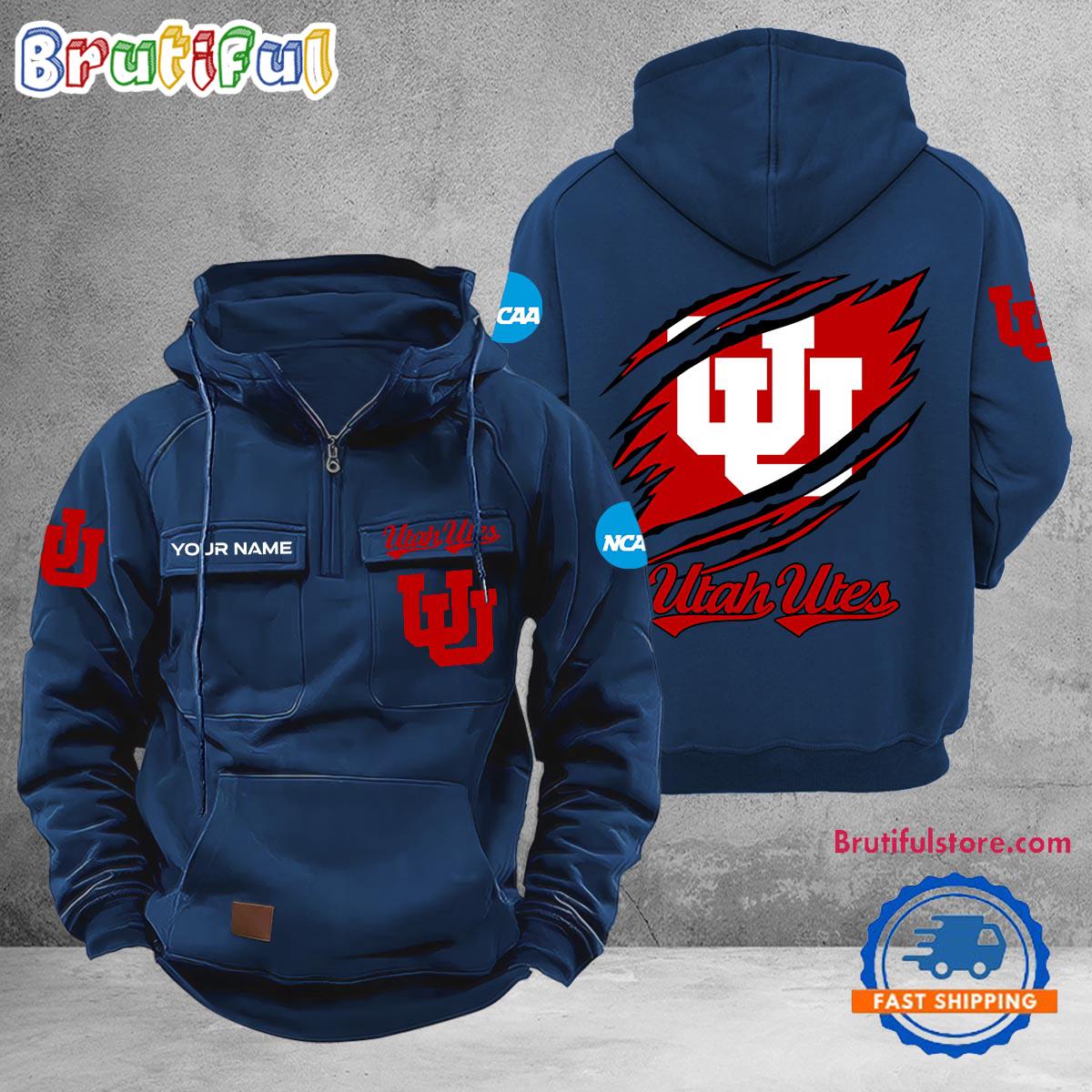 NCAA Utah Utes Sport Team Design Logo Name Cargo Hoodie