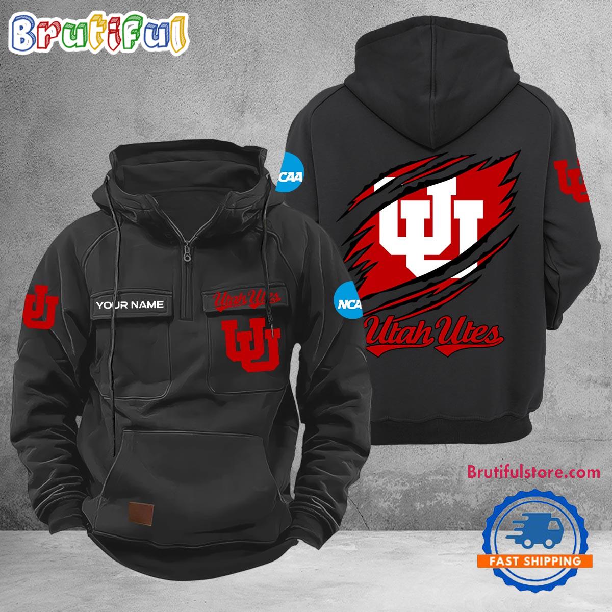 NCAA Utah Utes Sport Team Design Logo Name Cargo Hoodie