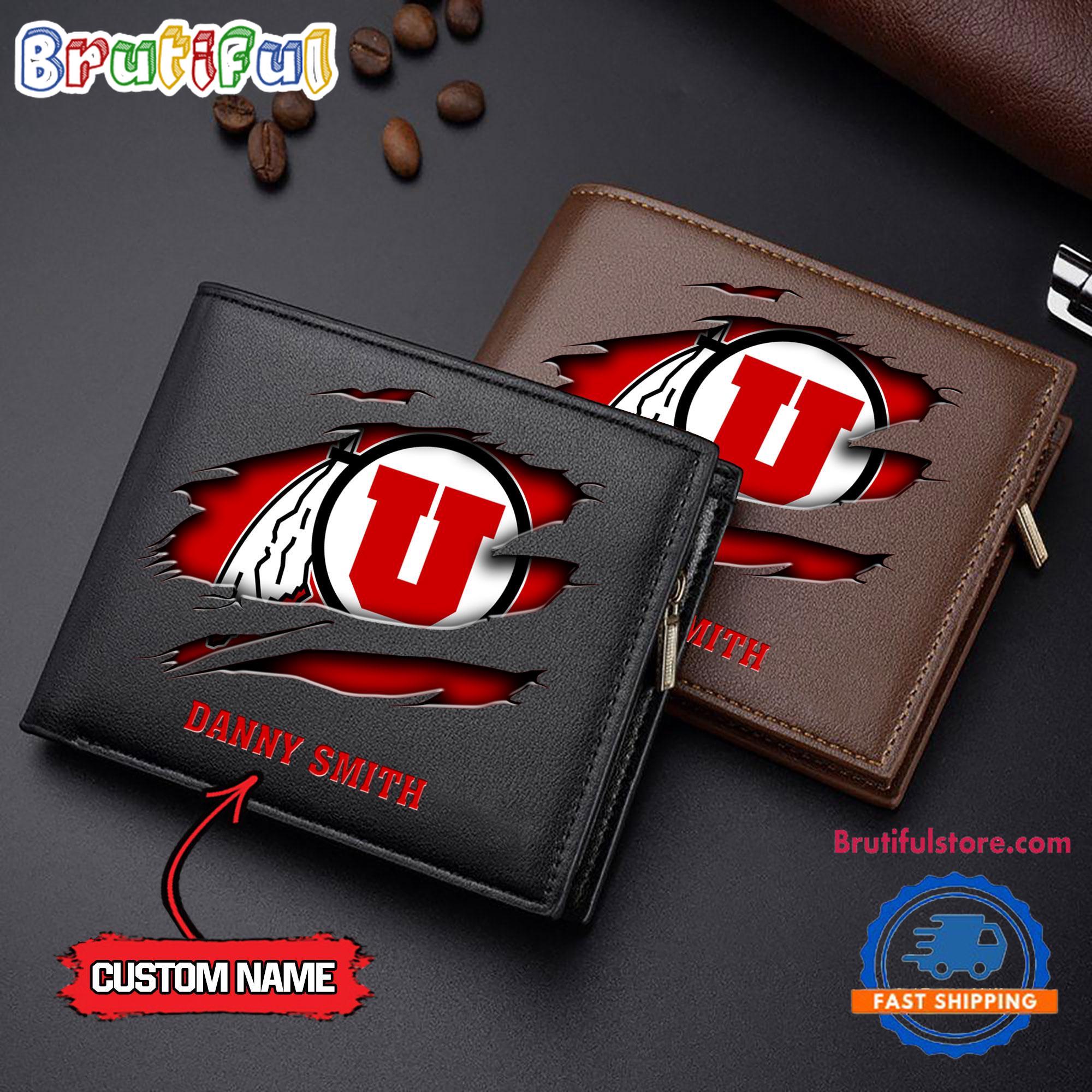 NCAA Utah Utes Sporty Custom Men's Leather Wallet