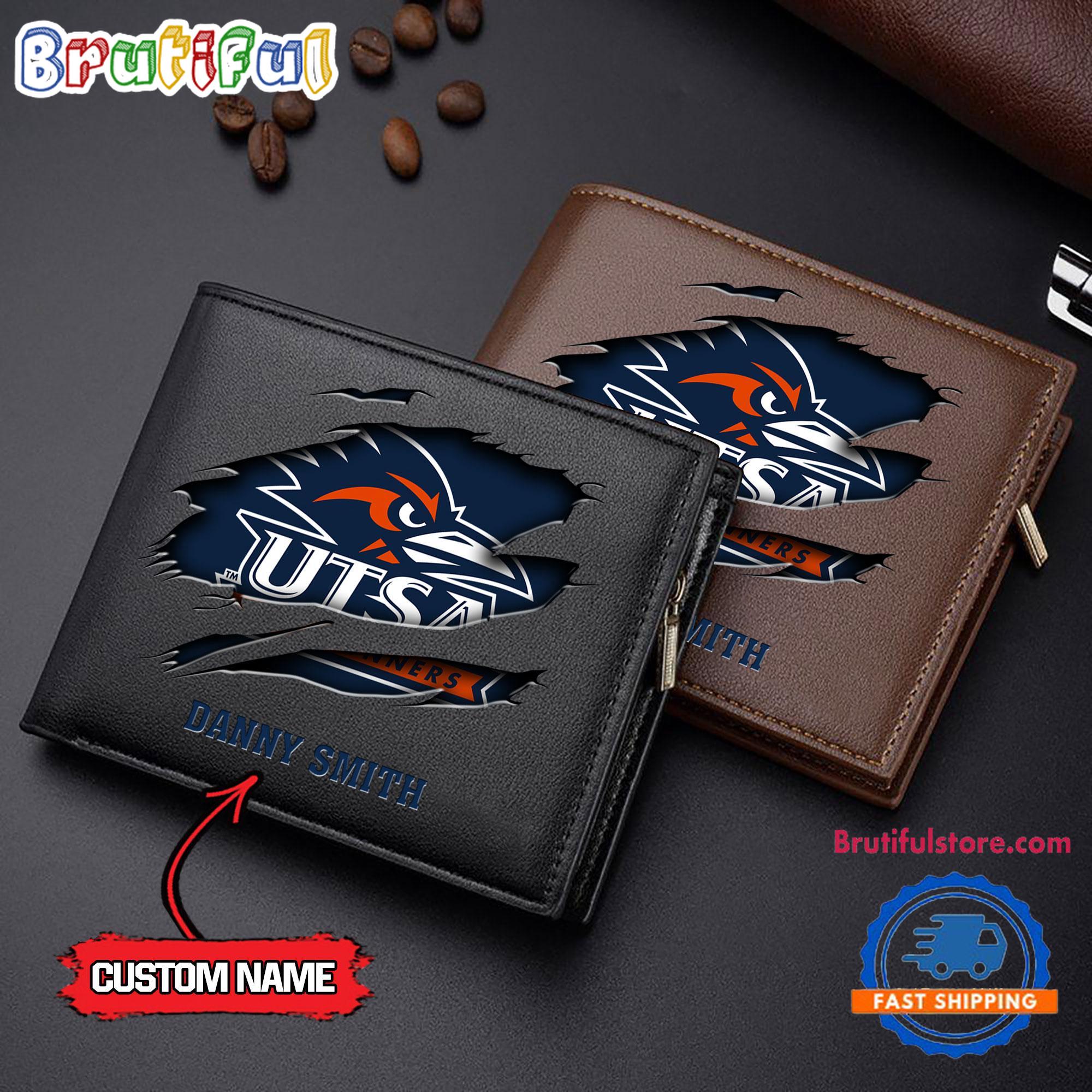 NCAA UTSA Roadrunners Sporty Custom Men's Leather Wallet