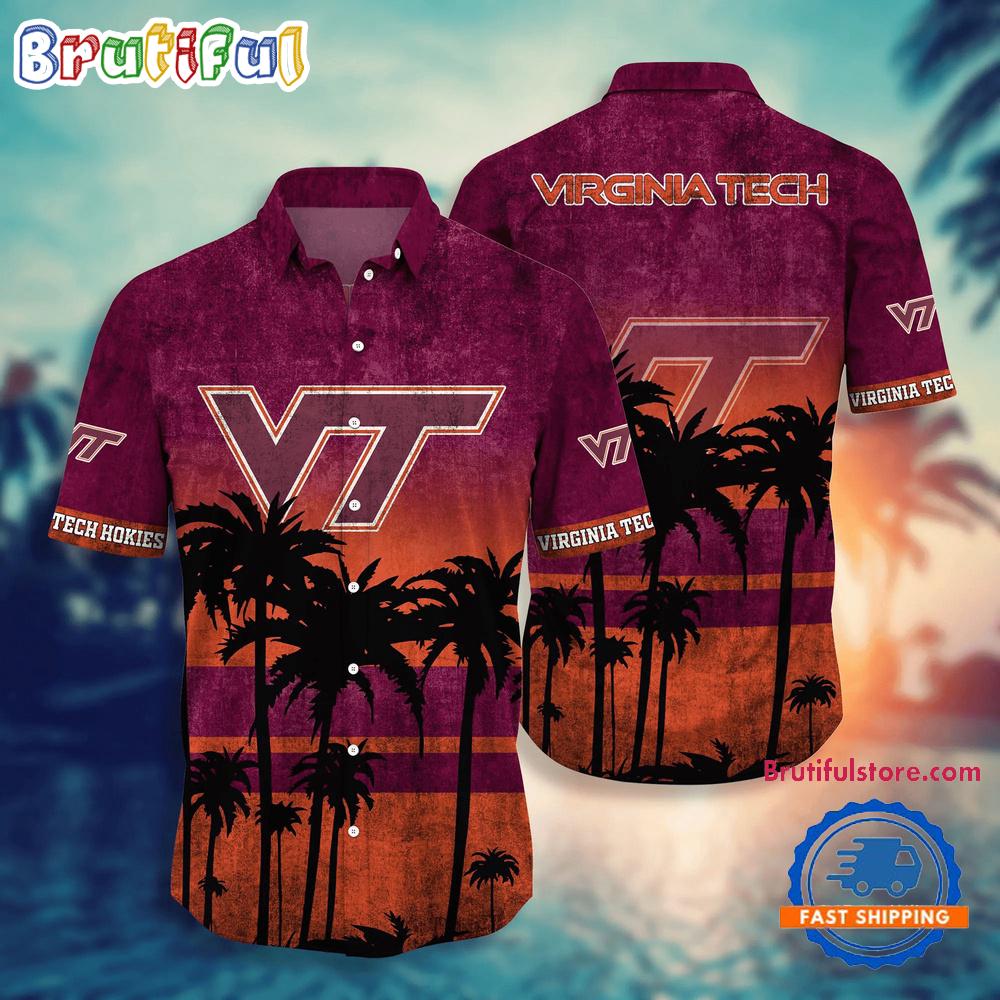 NCAA Virginia Tech Hokies Palm Tree Tropical Summer Beach Hawaiian Shirt
