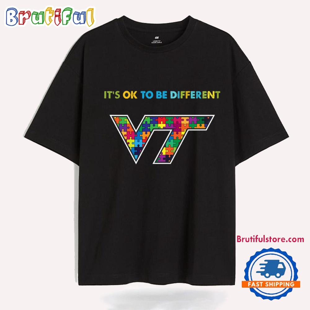 NCAA Virginia Tech Hokies Special Autism Awareness It's Ok To Be Different T-Shirt