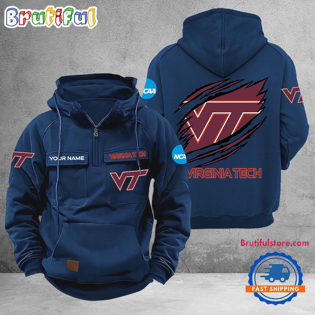 NCAA Virginia Tech Hokies Sport Team Design Logo Name Cargo Hoodie