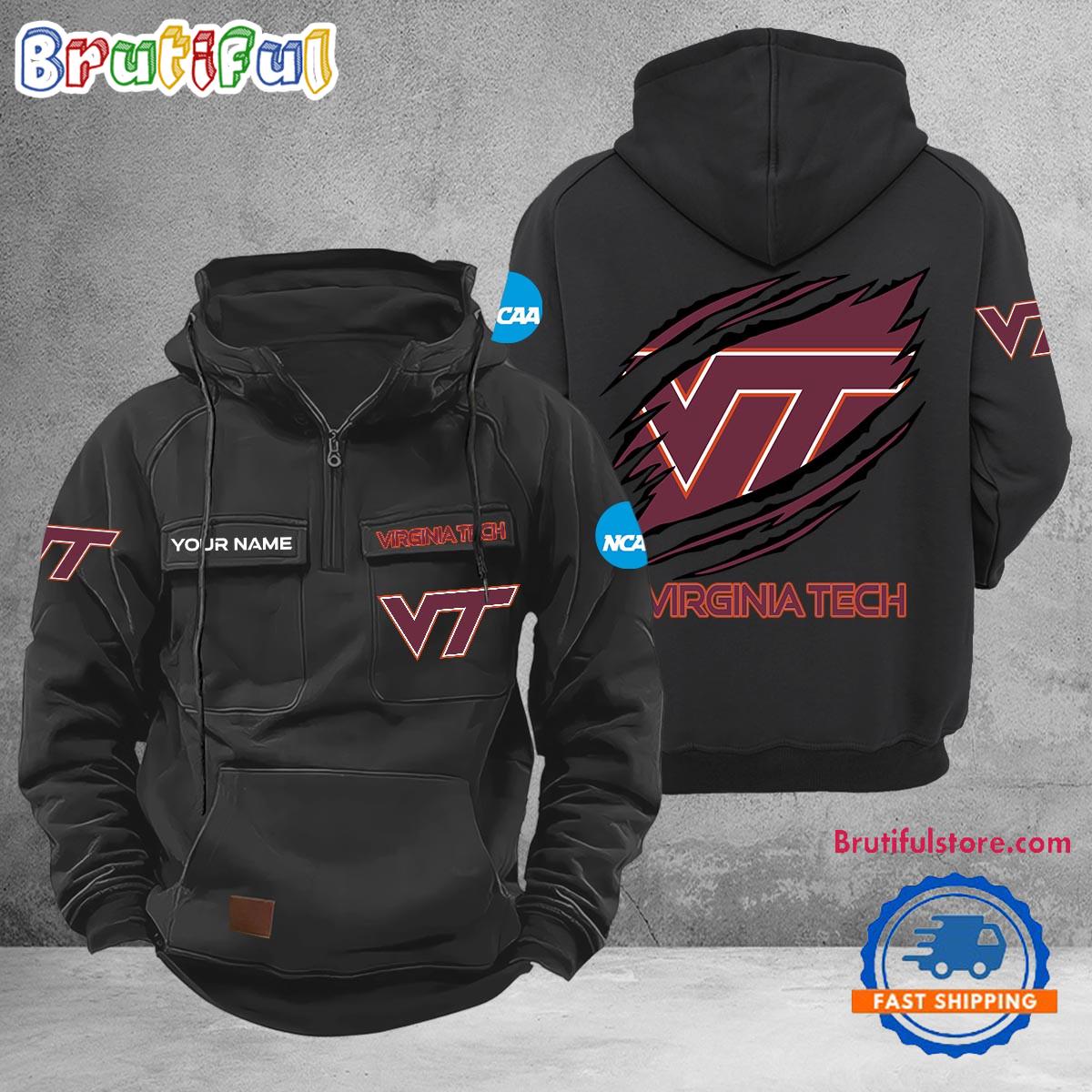 NCAA Virginia Tech Hokies Sport Team Design Logo Name Cargo Hoodie