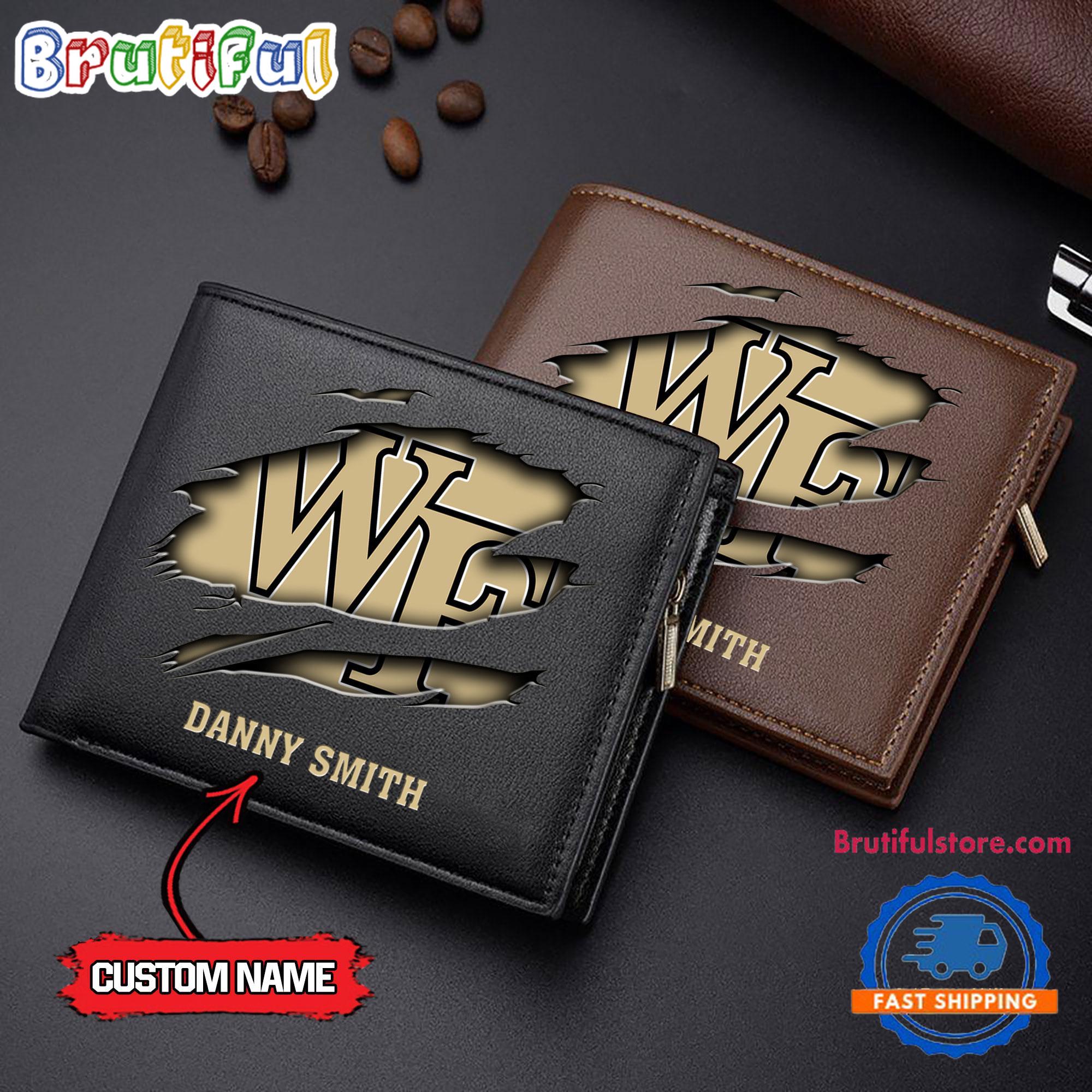 NCAA Wake Forest Demon Deacons Sporty Custom Men's Leather Wallet