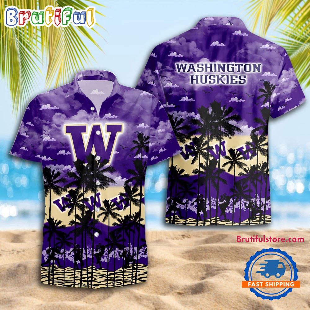 NCAA Washington Huskies Palm Tree Hawaiian Shirt