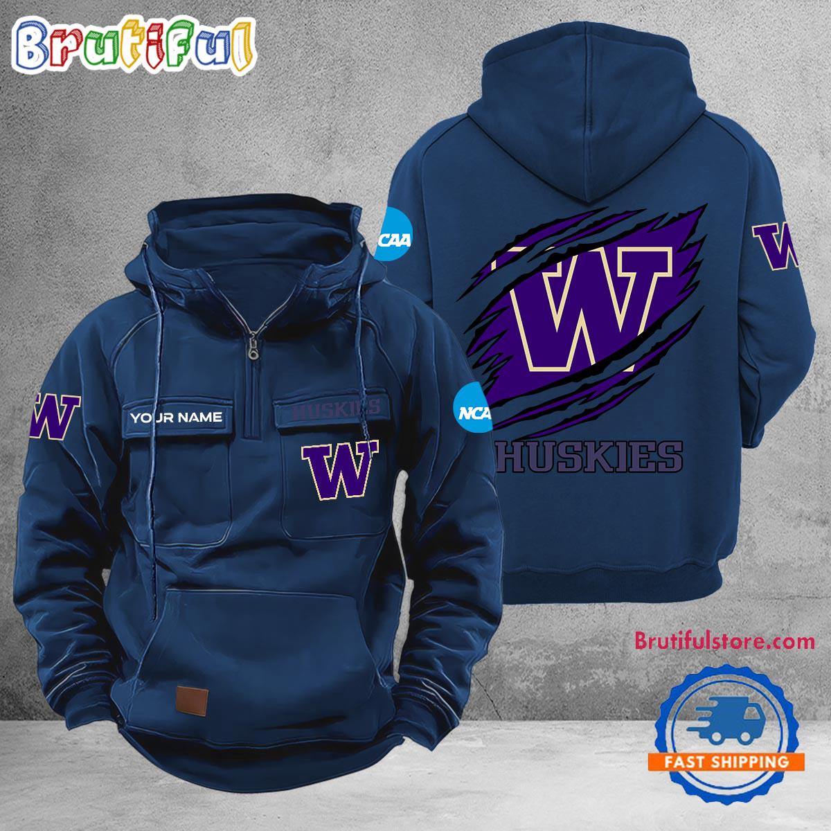 NCAA Washington Huskies Sport Team Design Logo Name Cargo Hoodie