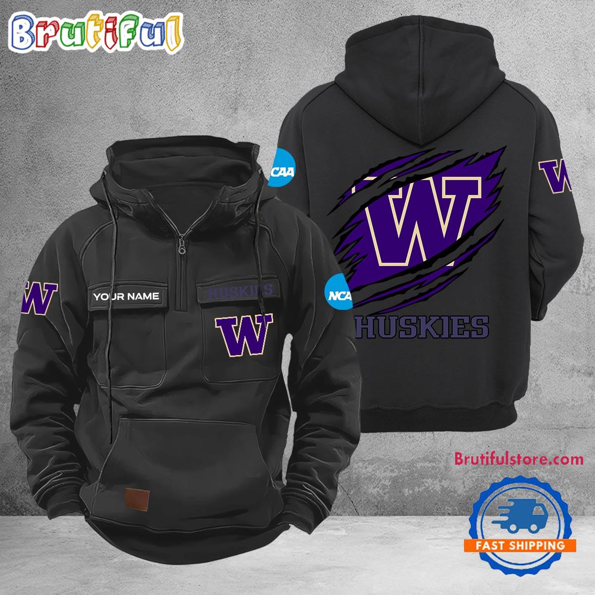 NCAA Washington Huskies Sport Team Design Logo Name Cargo Hoodie